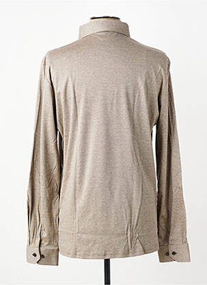 Polo tissage chiné manches longues marron DESOTO homme