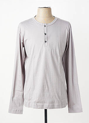 T-shirt col tunisien manches longues gris DESOTO homme