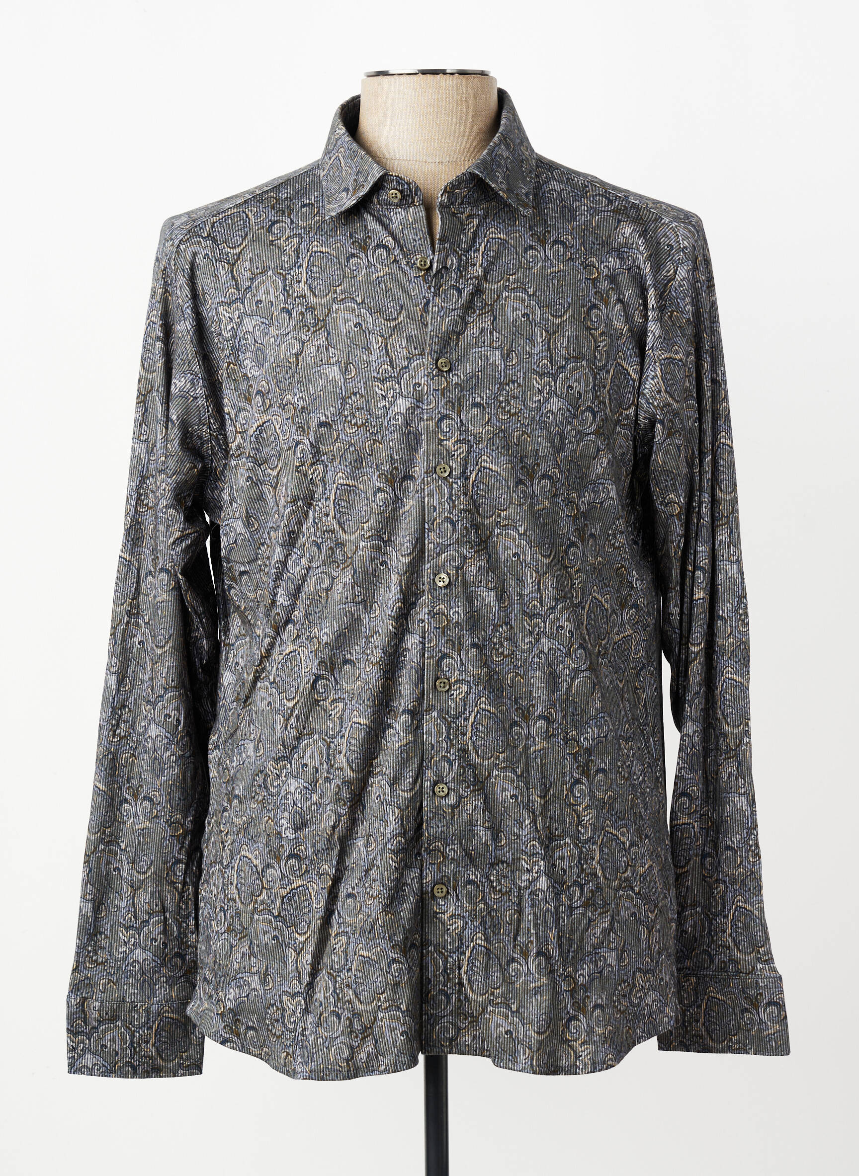 Chemise manches longues imprimé fantaisie vert DESOTO homme