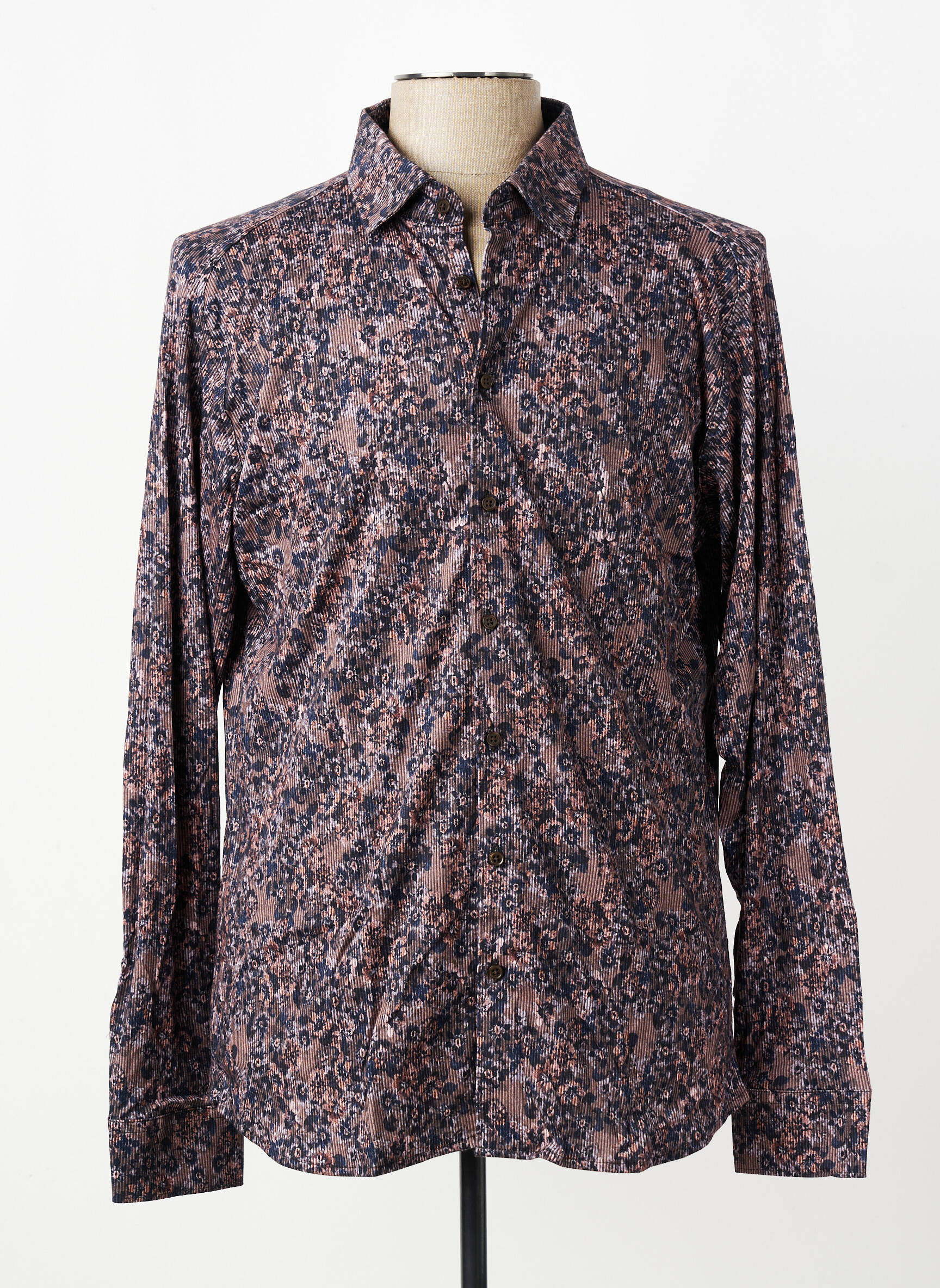 Chemise manches longues coupe cintrée marron DESOTO homme