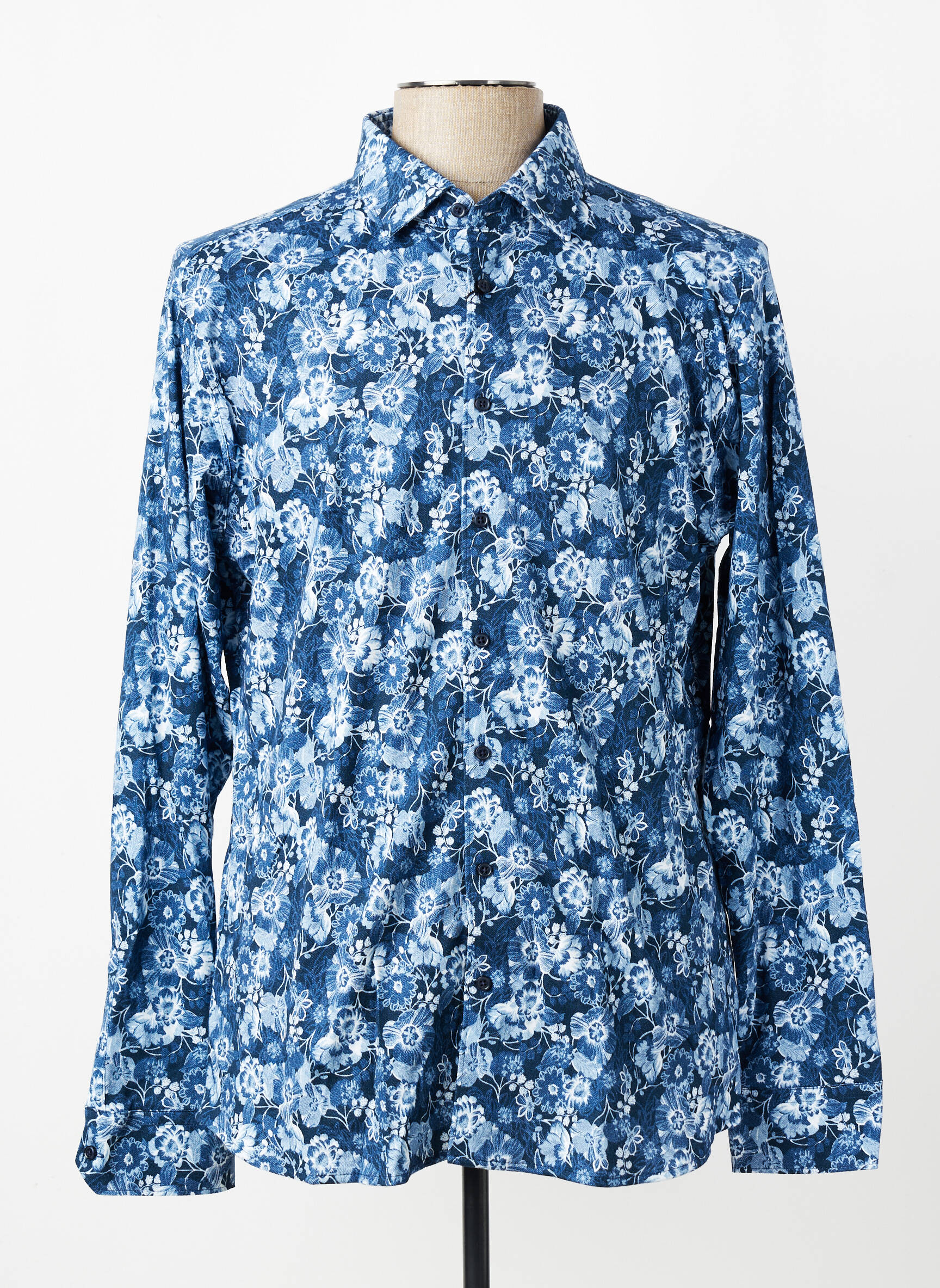 Chemise manches longues coupe cintrée bleu DESOTO homme