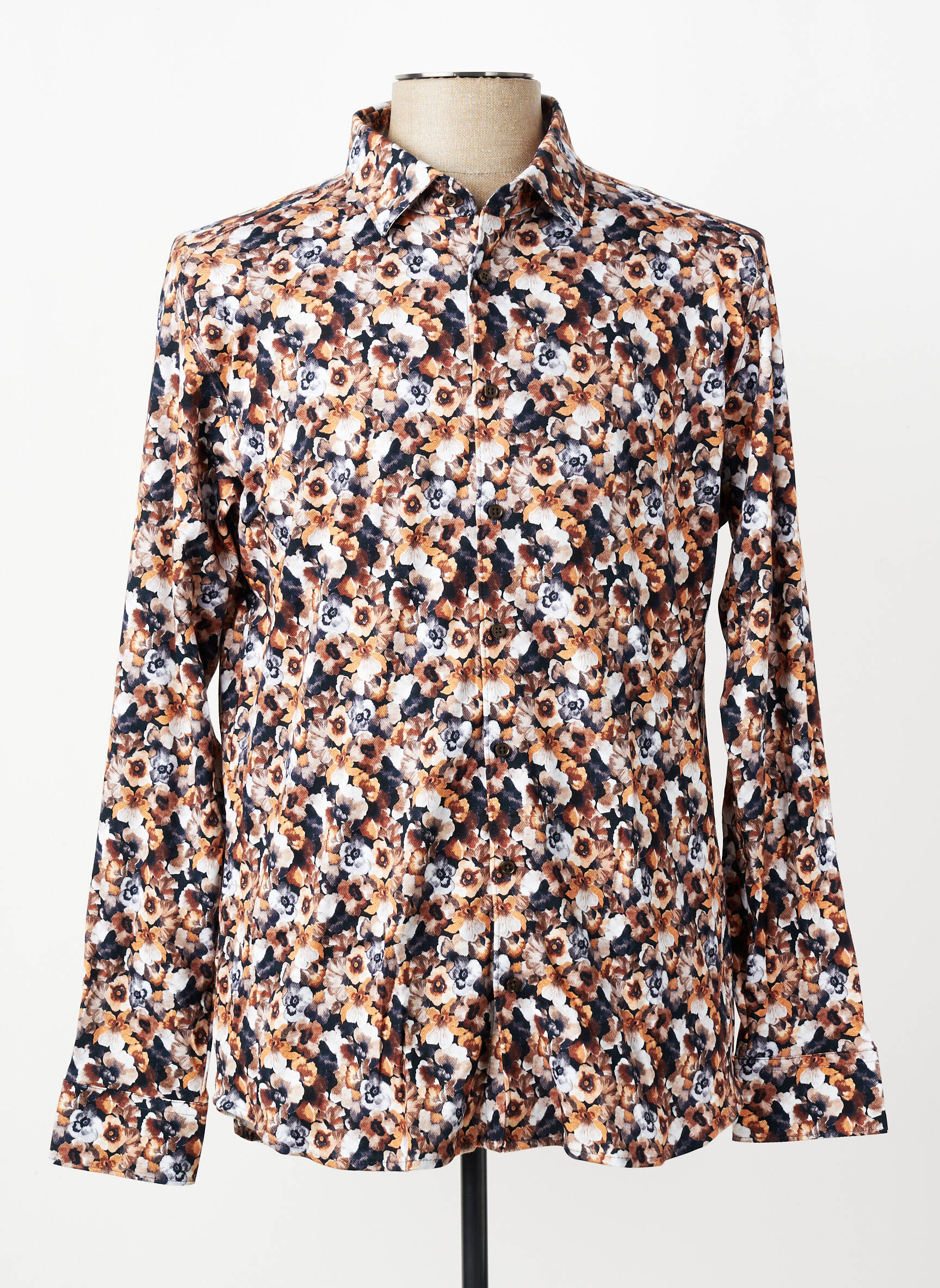 Chemise manches longues imprimé fleurs marron DESOTO homme