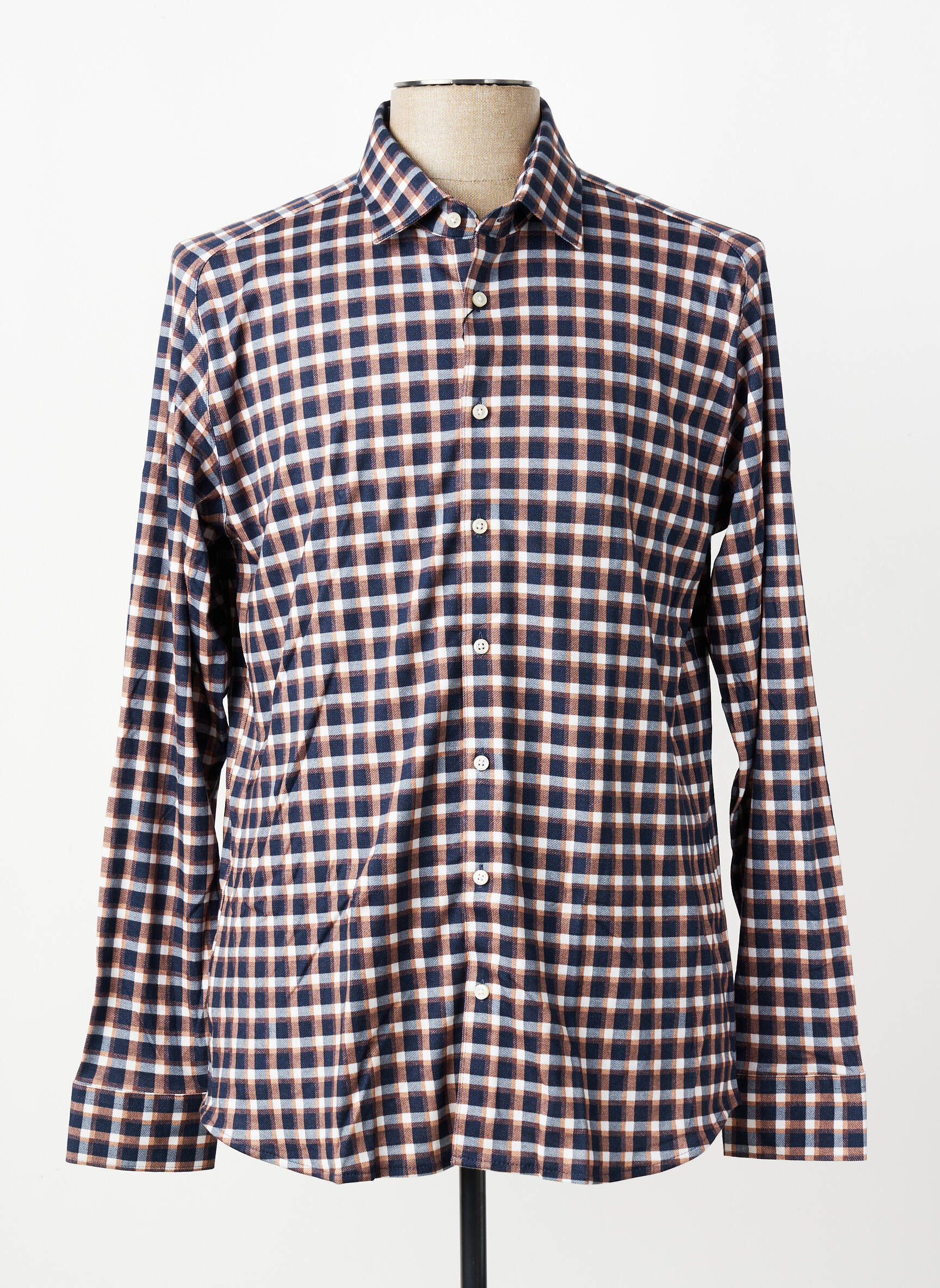 Chemise manches longues imprimé carreaux orange DESOTO homme