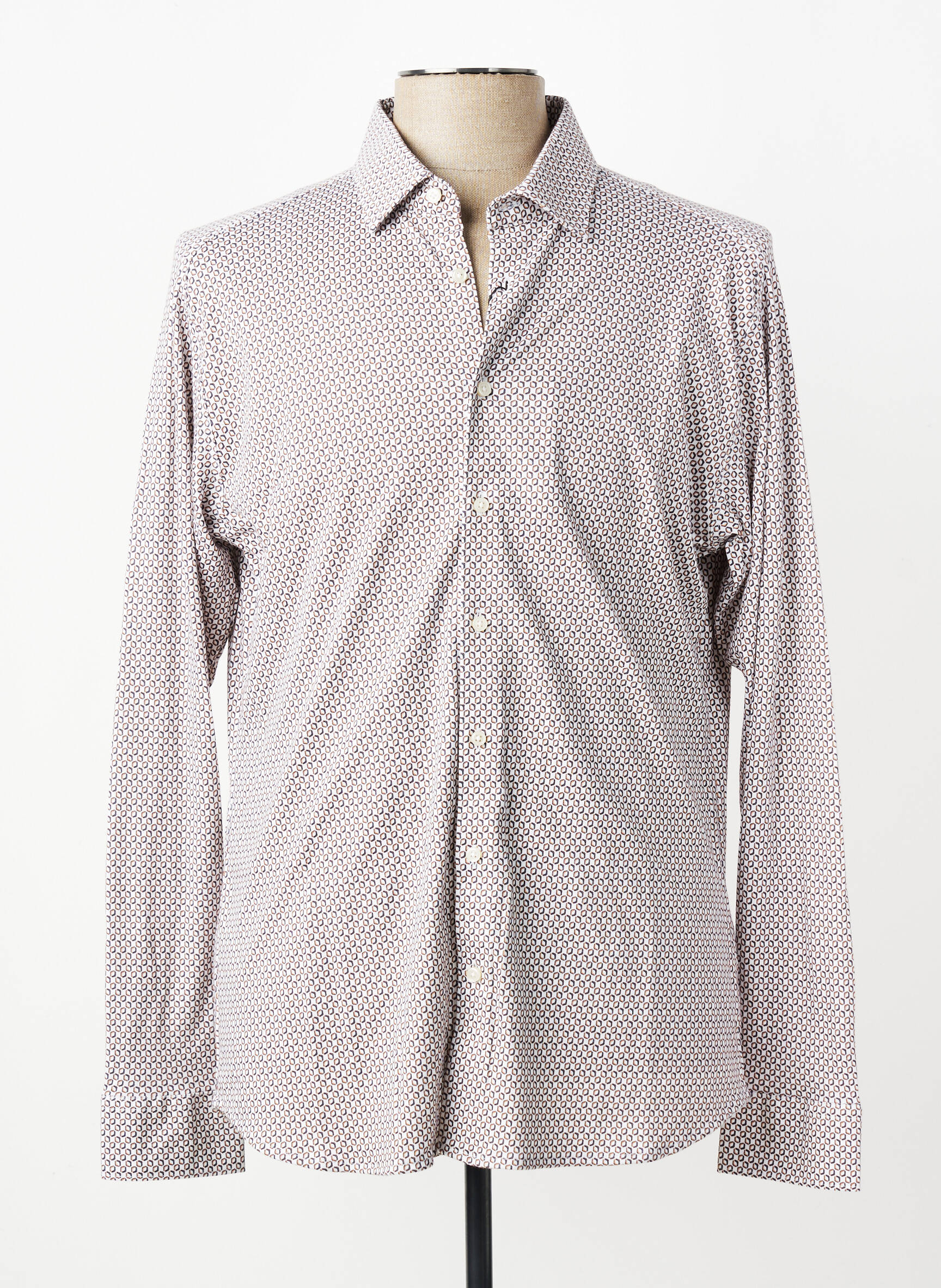 Chemise manches longues coupe cintrée marron DESOTO homme