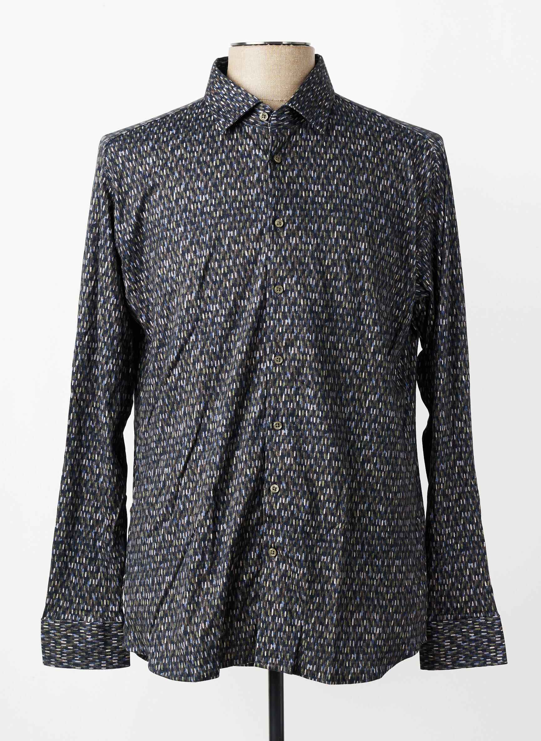 Chemise manches longues imprimé fantaisie vert DESOTO homme