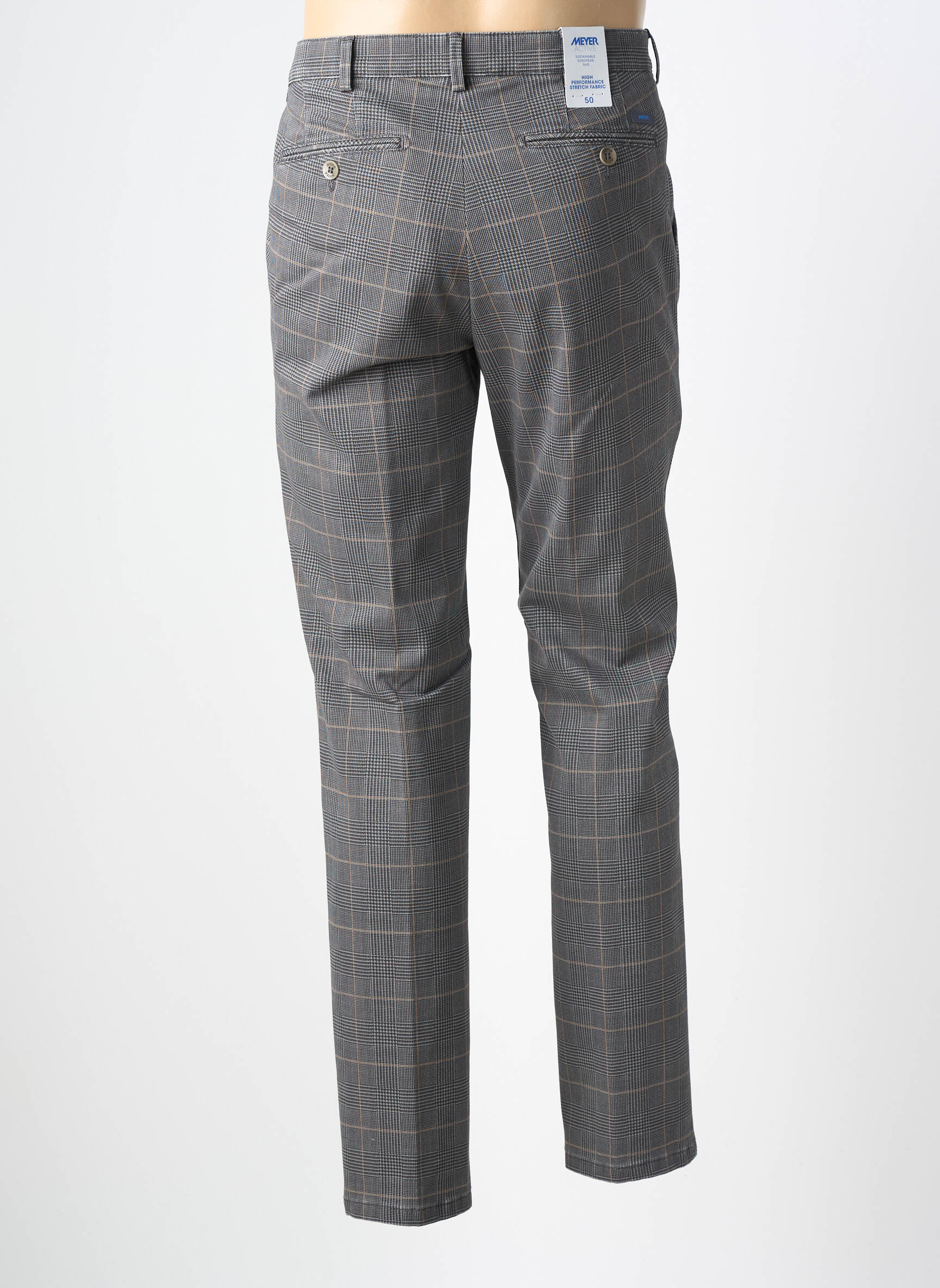 Pantalon chino tissage popeline taille normale gris MEYER homme