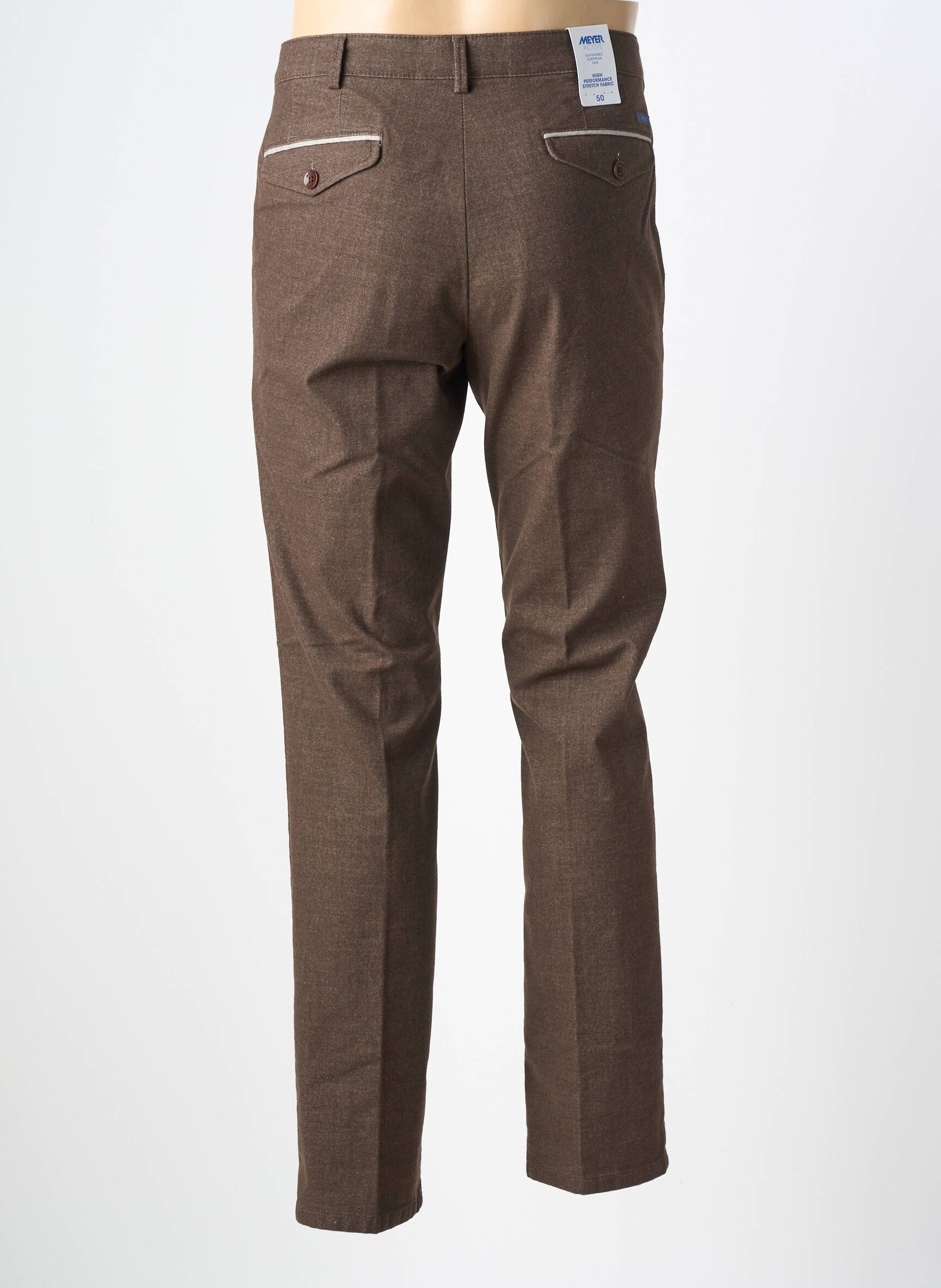 Pantalon slim tissage chiné taille normale marron MEYER homme