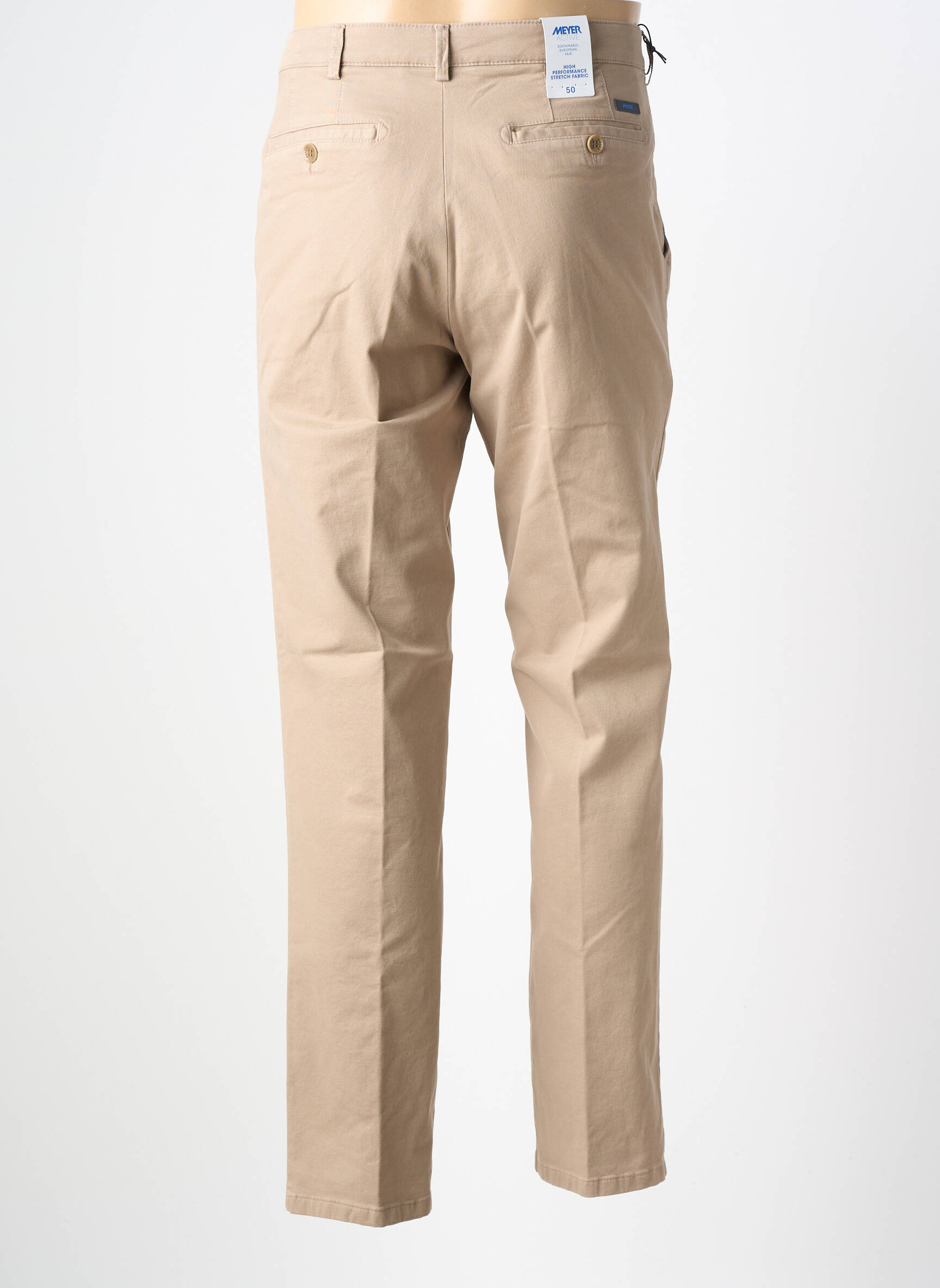 Pantalon chino poches taille normale beige MEYER homme