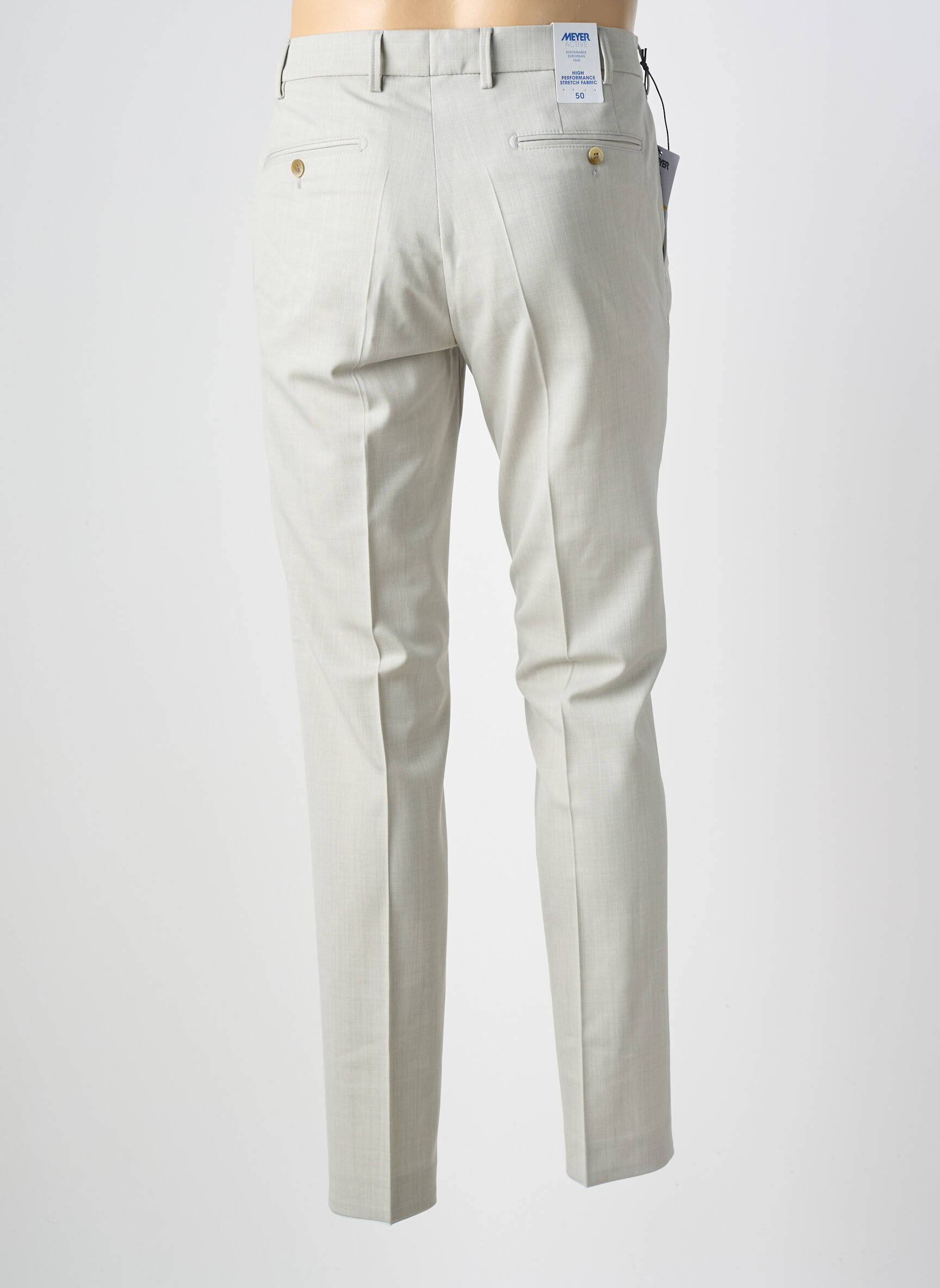 Pantalon chino tissage chiné taille normale beige MEYER homme