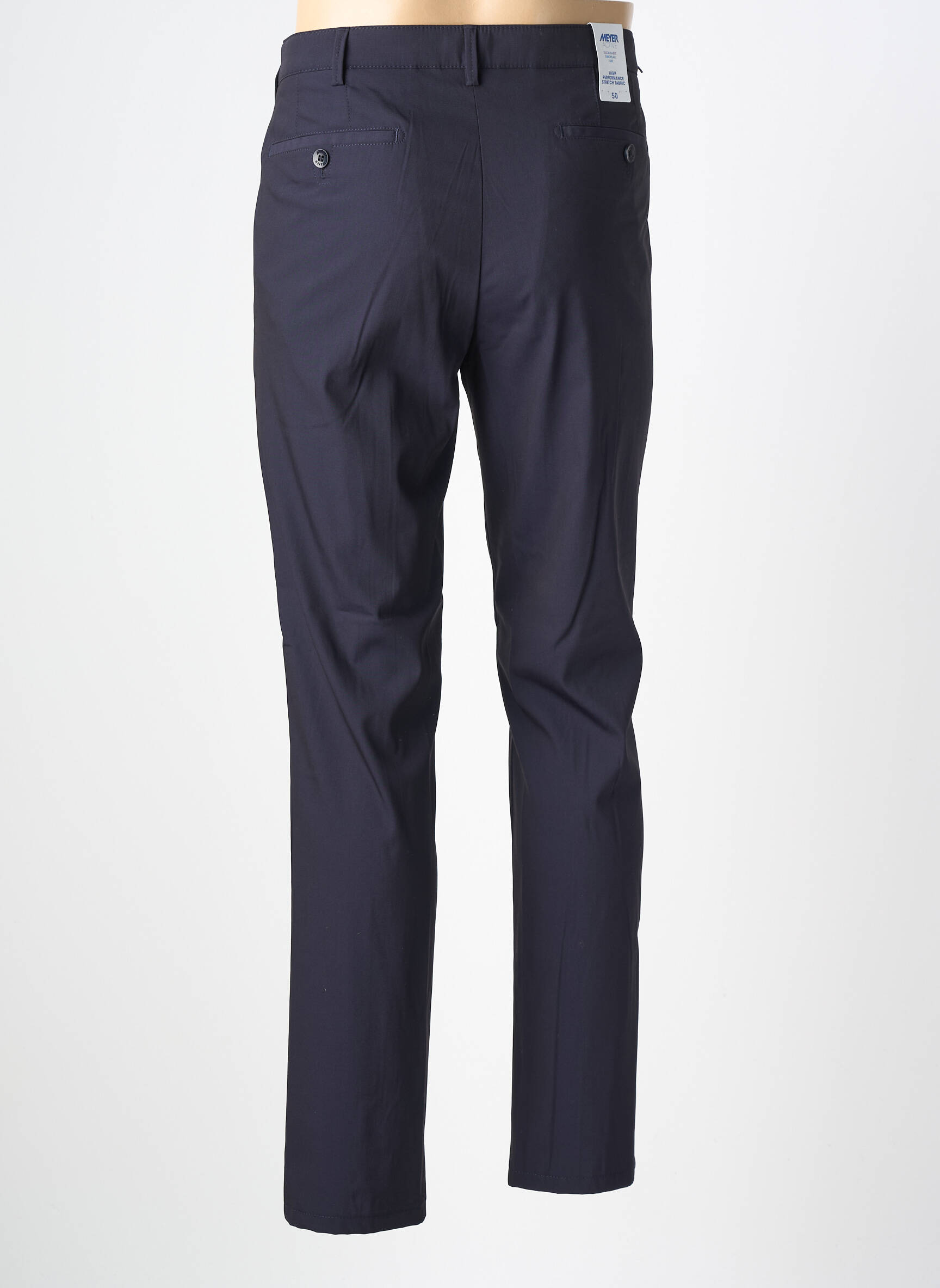 Pantalon chino tissage popeline taille normale bleu MEYER homme