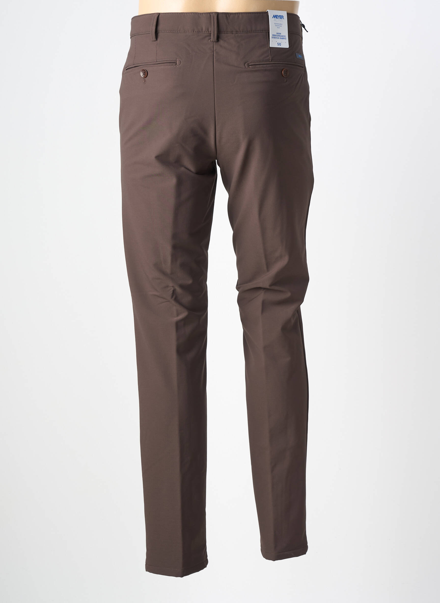Pantalon chino tissage popeline taille normale marron MEYER homme