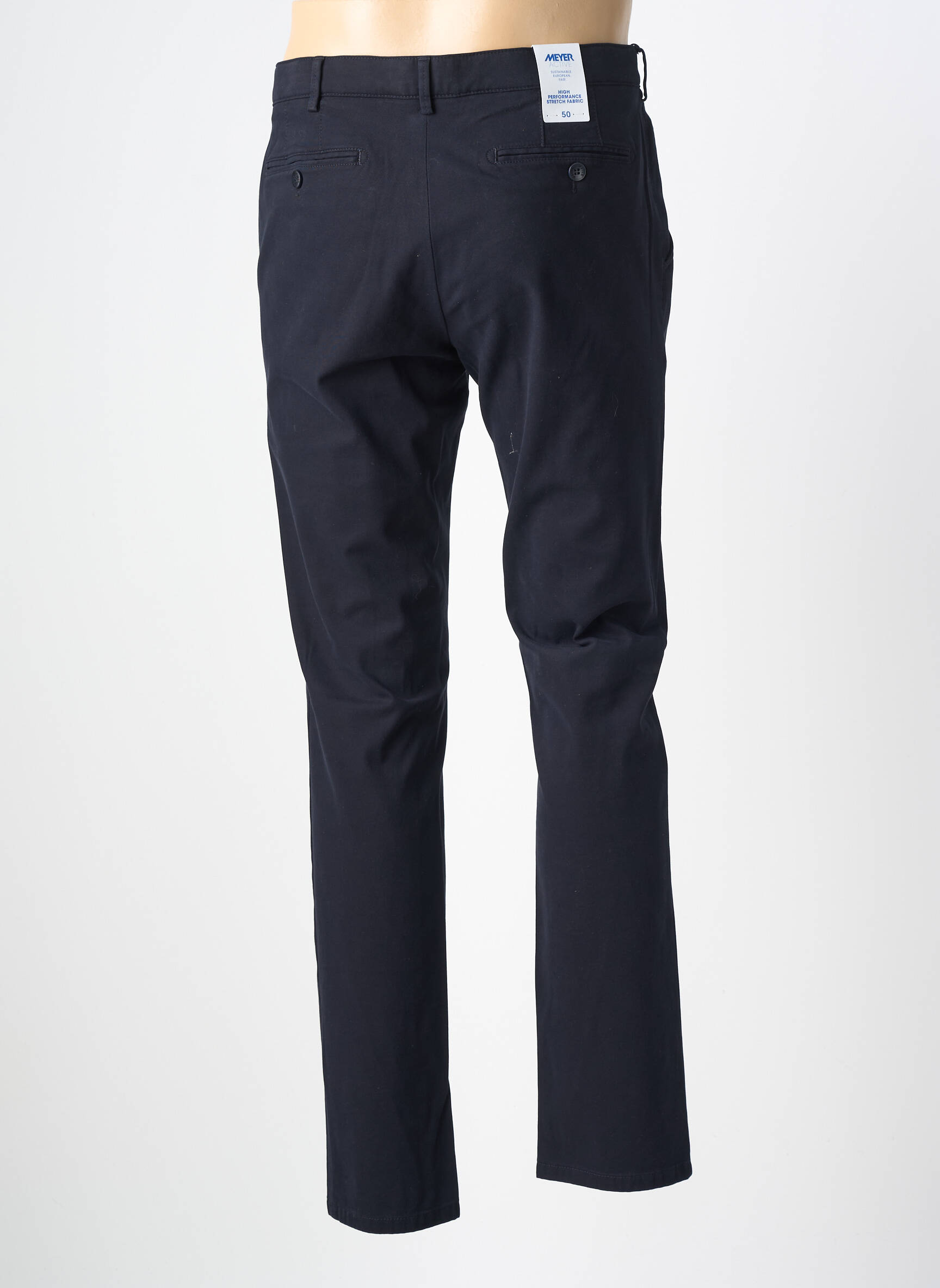 Pantalon chino tissage popeline taille normale bleu MEYER homme