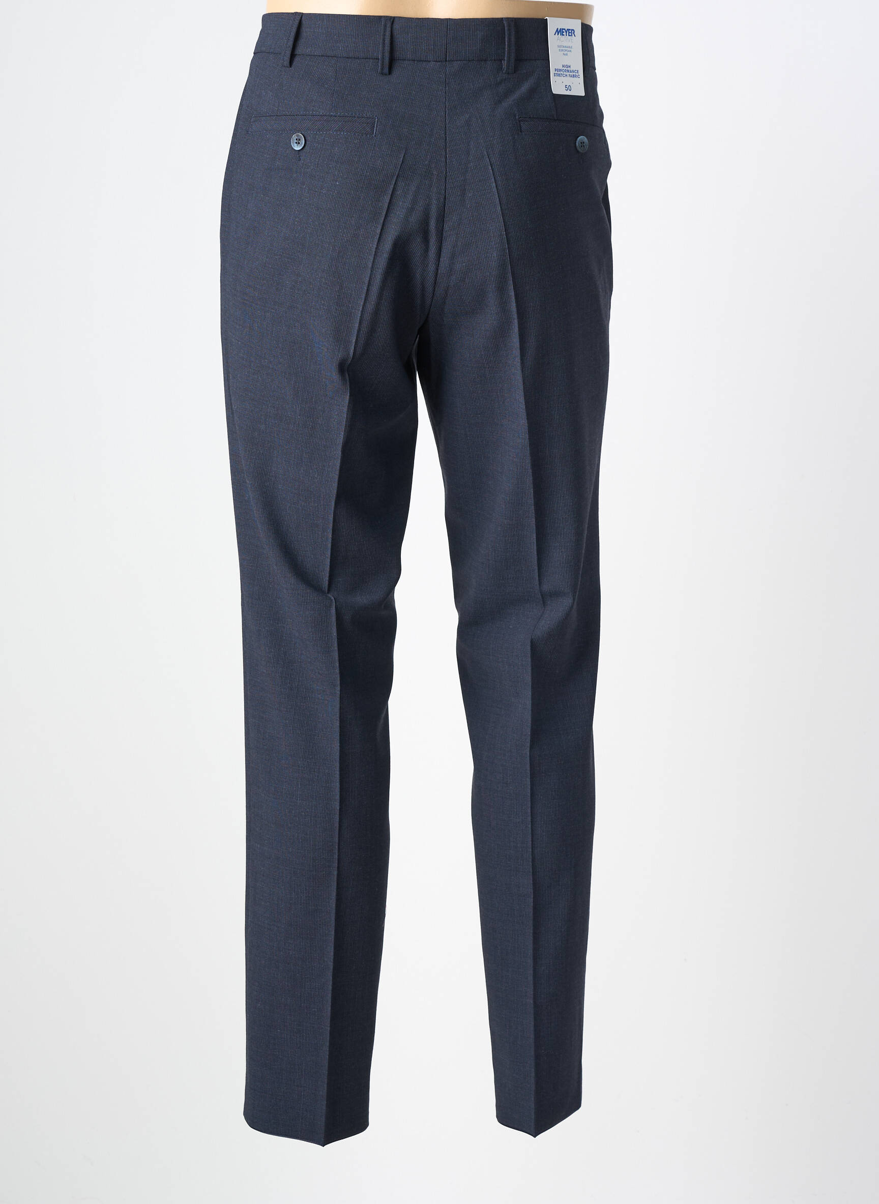 Pantalon chino tissage popeline taille normale bleu MEYER homme