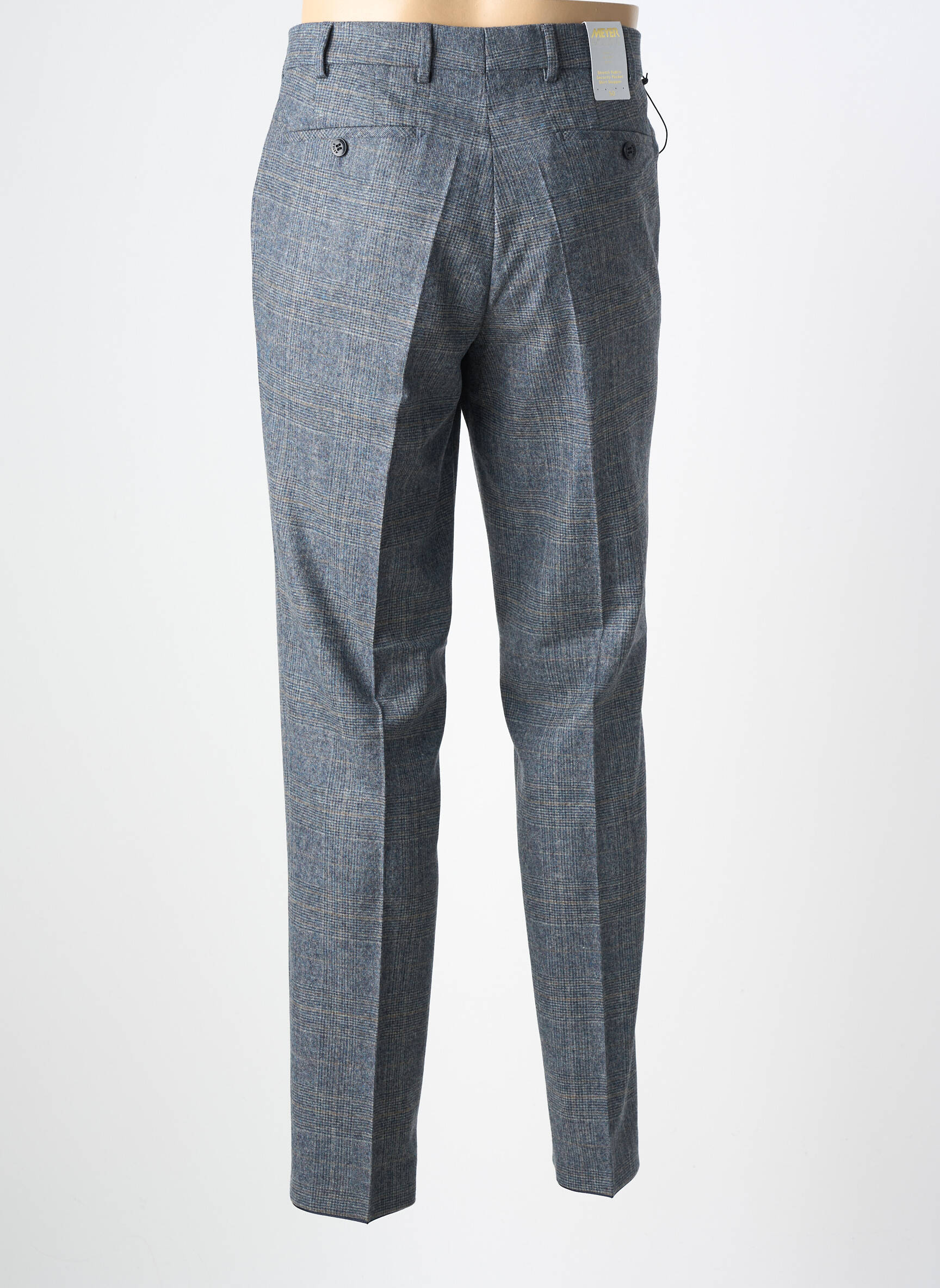 Pantalon chino tissage chiné taille normale bleu MEYER homme