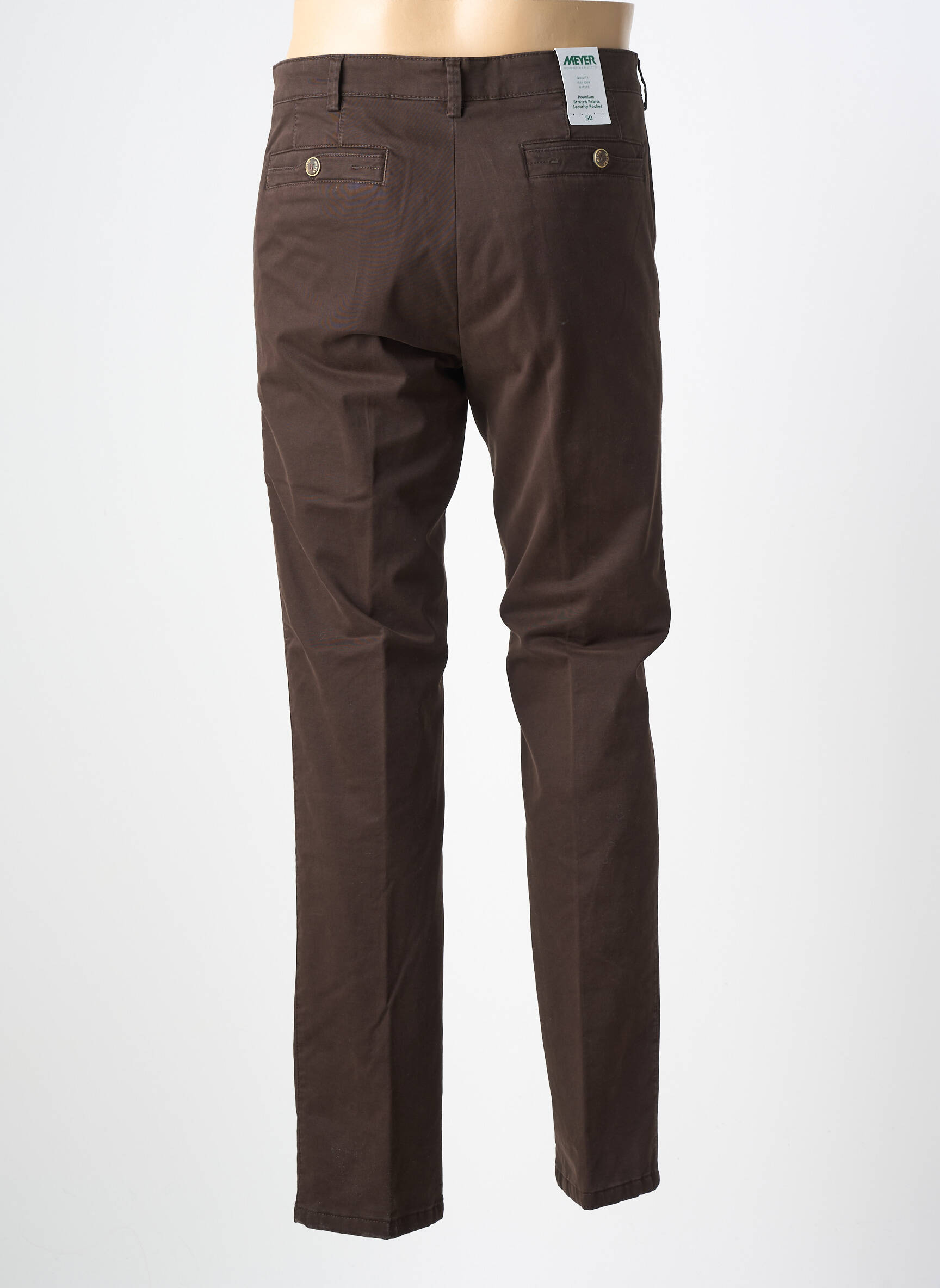 Pantalon chino tissage popeline taille normale marron MEYER homme