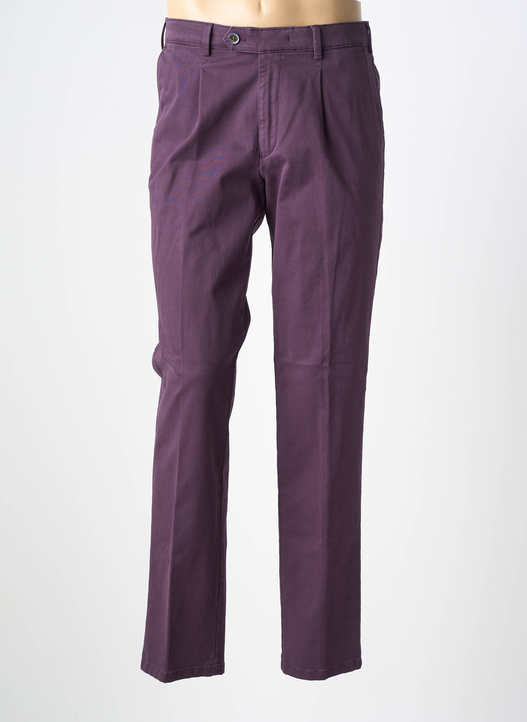 Pantalon chino tissage popeline taille normale violet MEYER homme