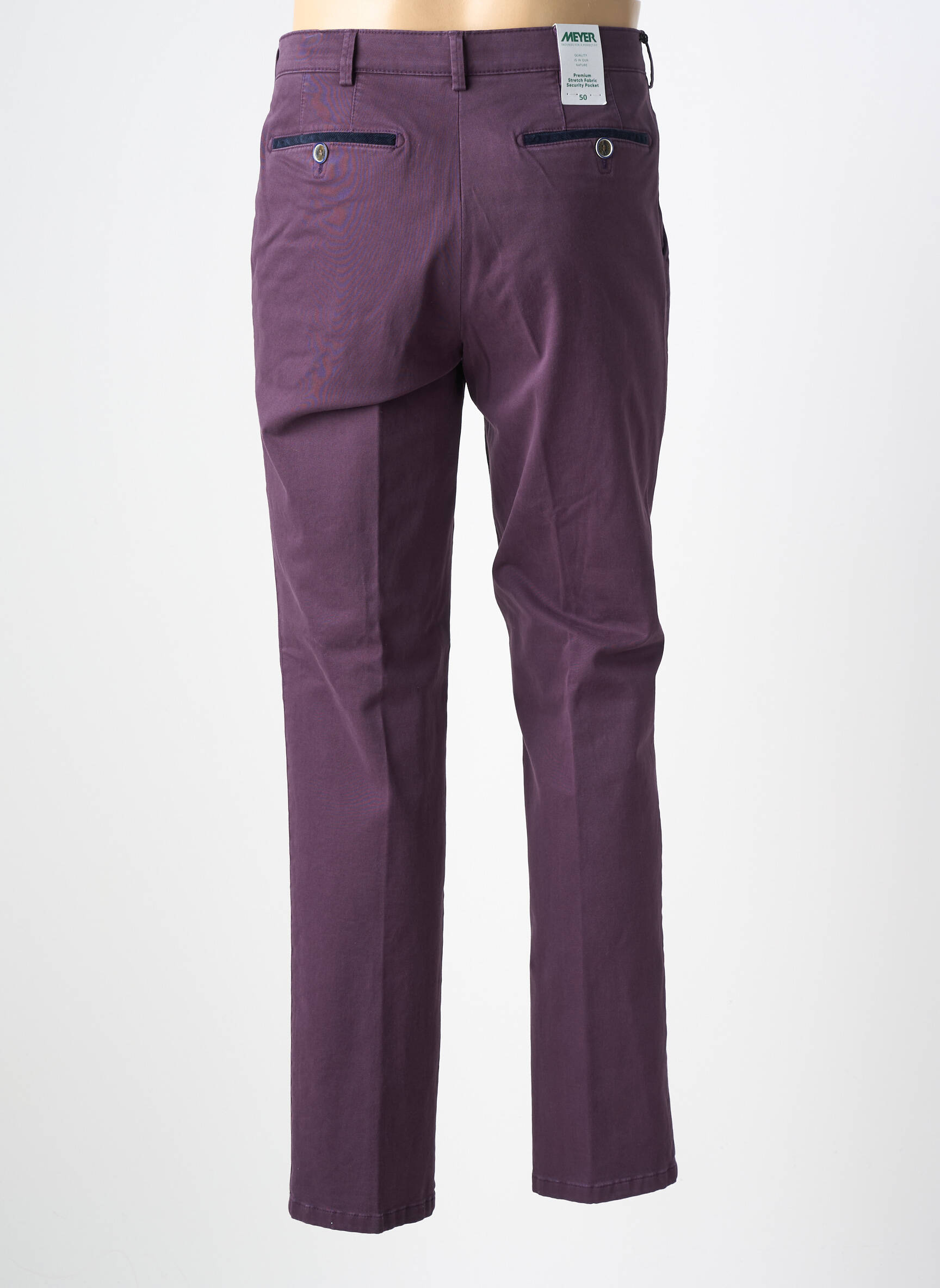 Pantalon chino tissage popeline taille normale violet MEYER homme