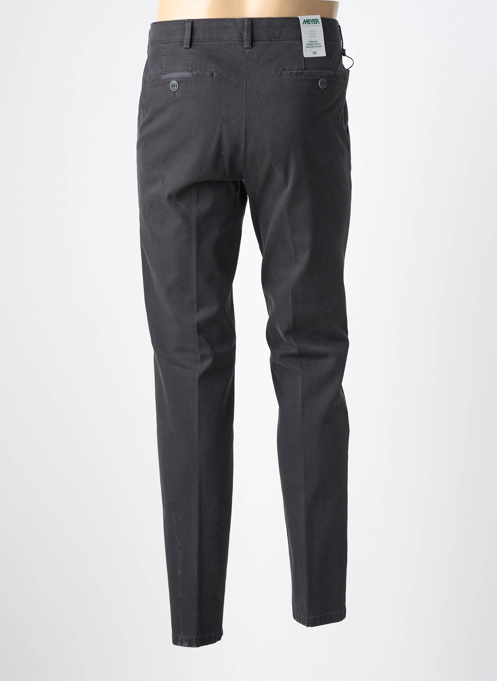 Pantalon chino tissage popeline taille normale gris MEYER homme
