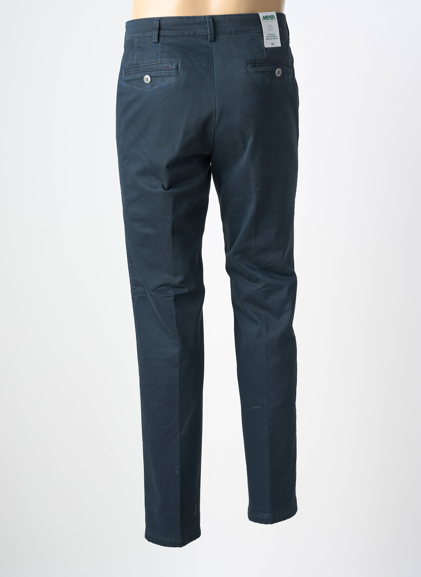 Pantalon chino tissage popeline taille normale bleu MEYER homme