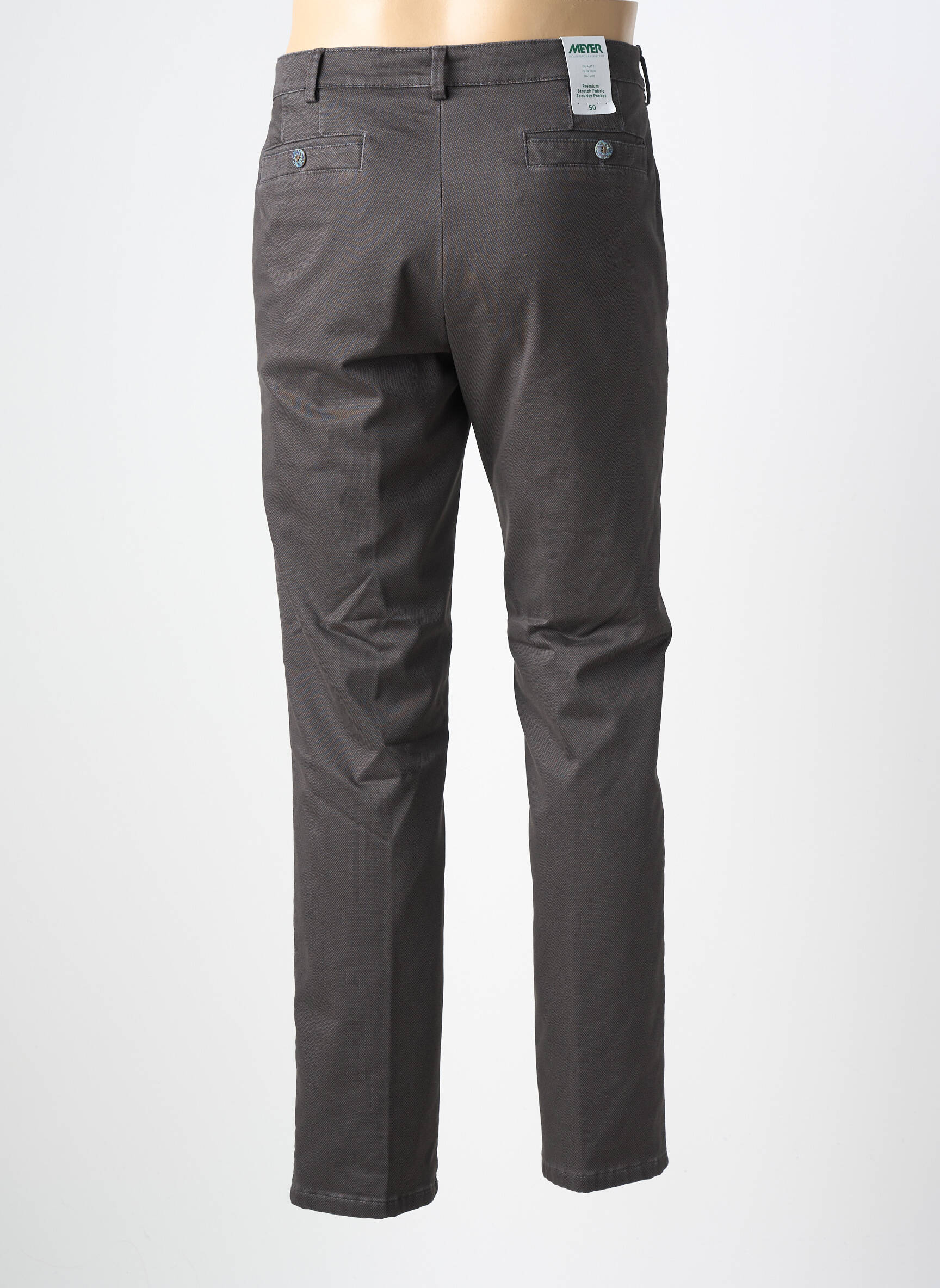 Pantalon chino tissage popeline taille normale gris MEYER homme