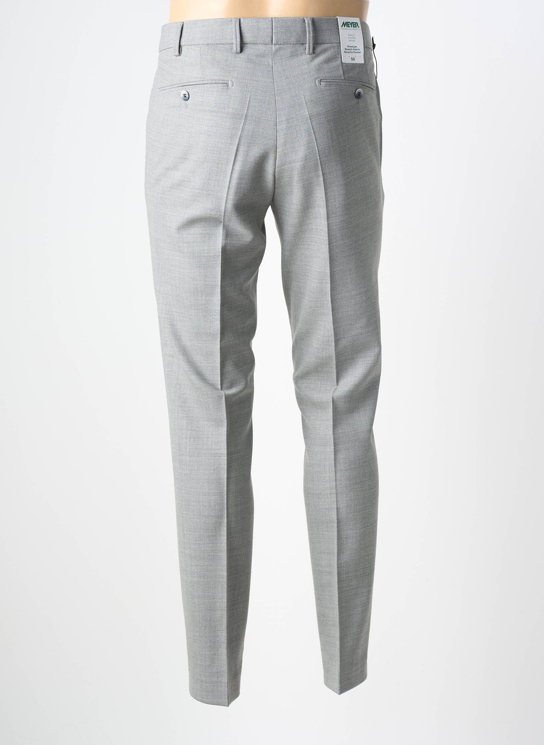 Pantalon chino tissage chiné taille normale gris MEYER homme