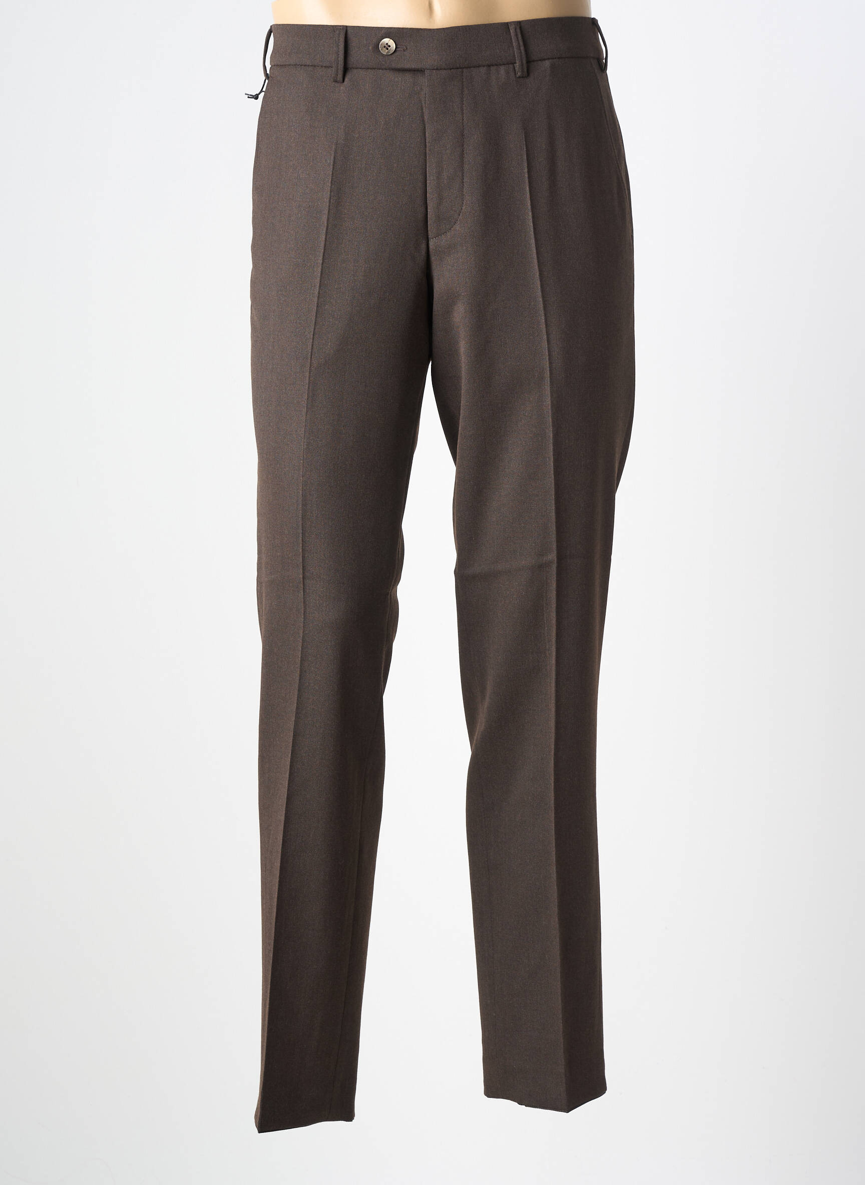 Pantalon chino tissage chiné taille normale marron MEYER homme