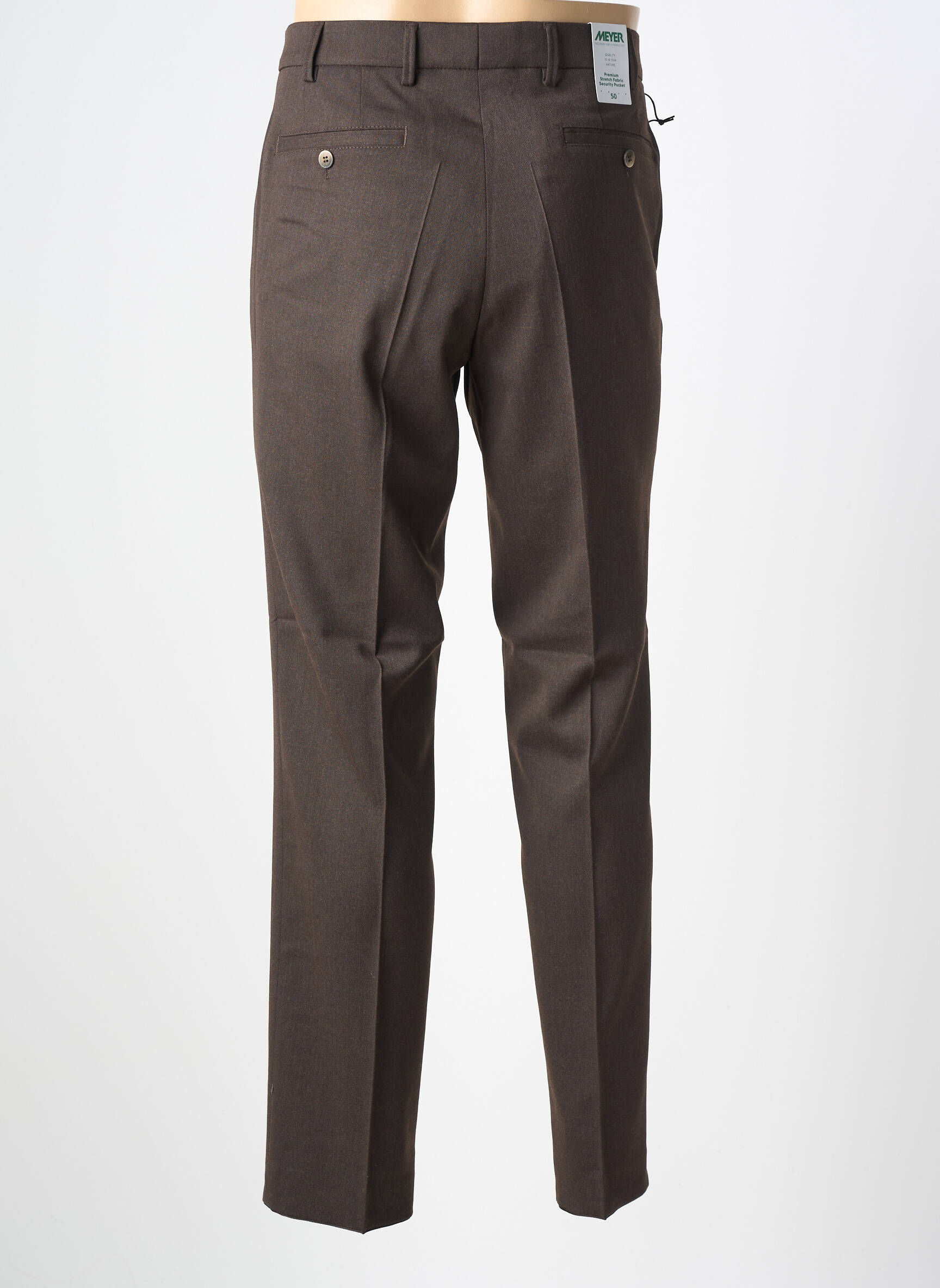 Pantalon chino tissage chiné taille normale marron MEYER homme
