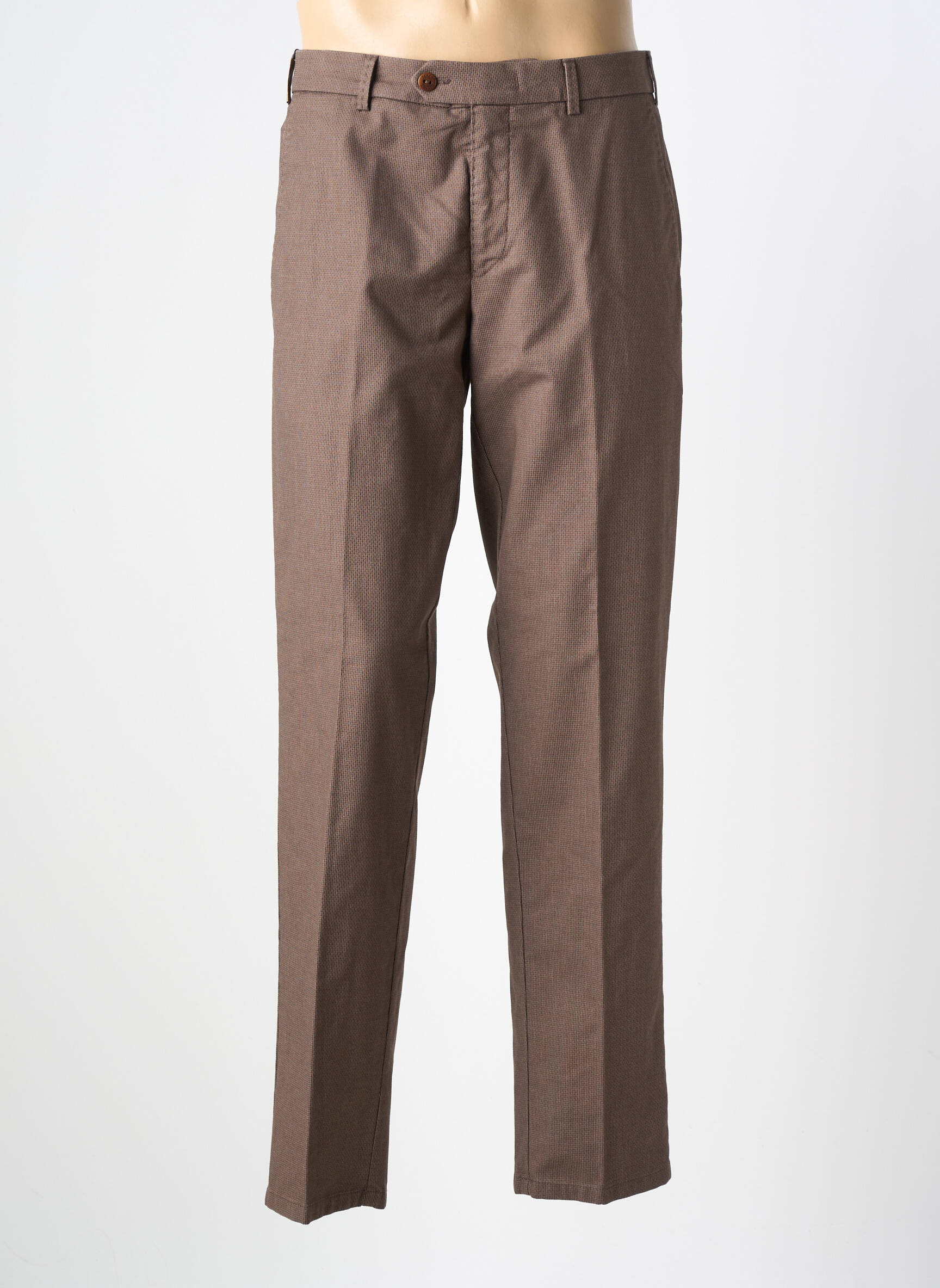 Pantalon slim fermeture zippée sous rabat boutonné taille normale marron MMX homme