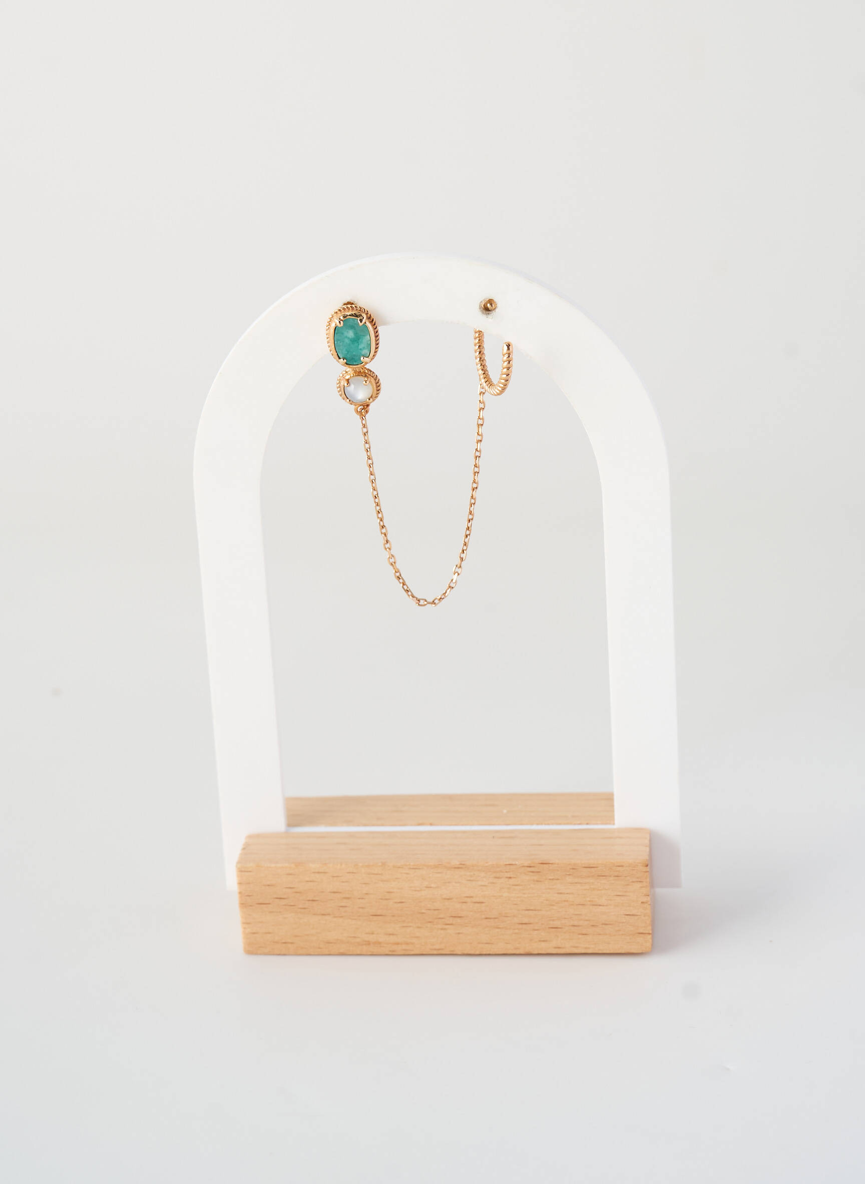 Boucle d'oreille mono matériaux plaqué or or ANA & CHA femme