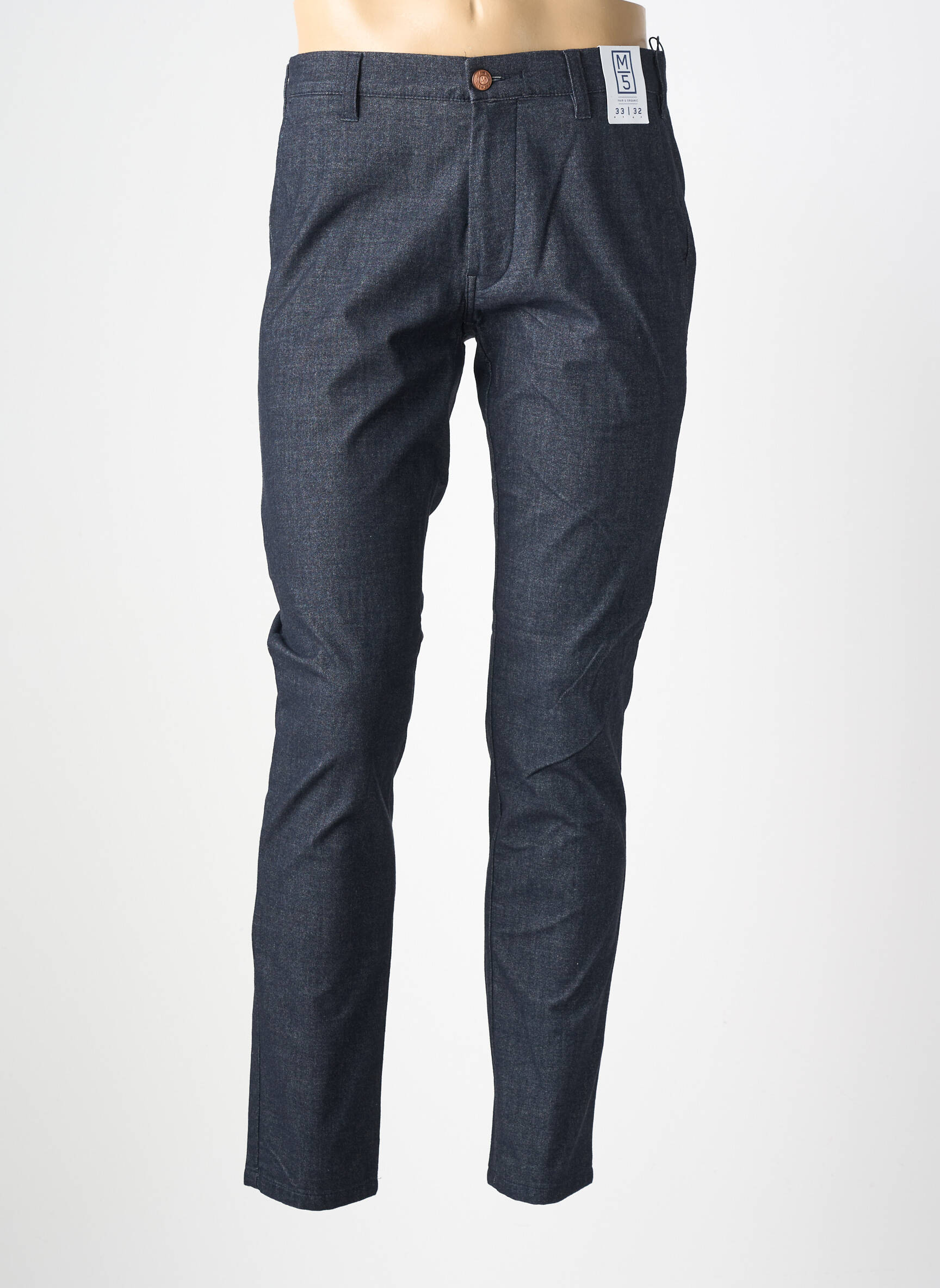 Pantalon chino tissage chiné taille normale bleu M5 BY MEYER homme