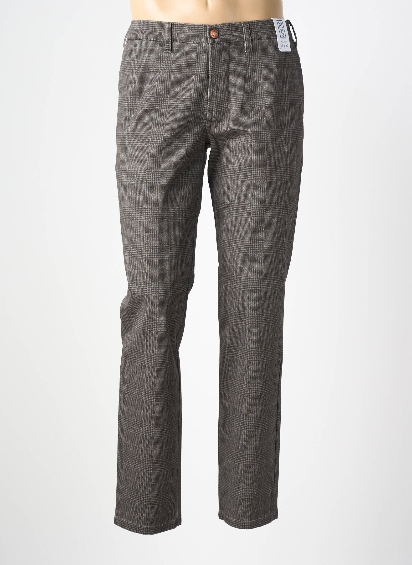 Pantalon chino imprimé imprimé prince de galle taille normale marron M5 BY MEYER homme