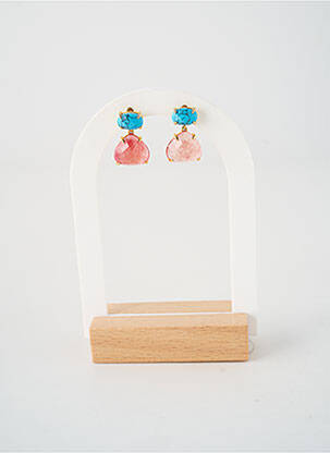 Boucles d’oreilles ornement pierre rose NIKI PARIS femme