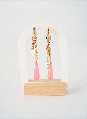 Boucles d’oreilles fermeture fermoir créole rose YEHWANG femme