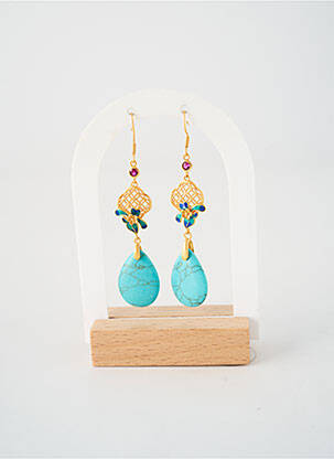 Boucles d’oreilles ornement pierre bleu BRIGHT  femme