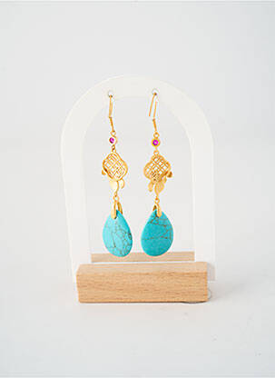 Boucles d’oreilles ornement pierre bleu BRIGHT  femme