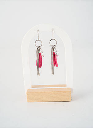 Boucles d’oreilles ornement breloque / pampille rose ORAGE femme