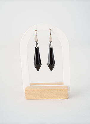 Boucles d’oreilles fermeture crochet noir MARLU femme