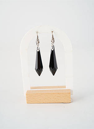 Boucles d’oreilles fermeture crochet noir MARLU femme