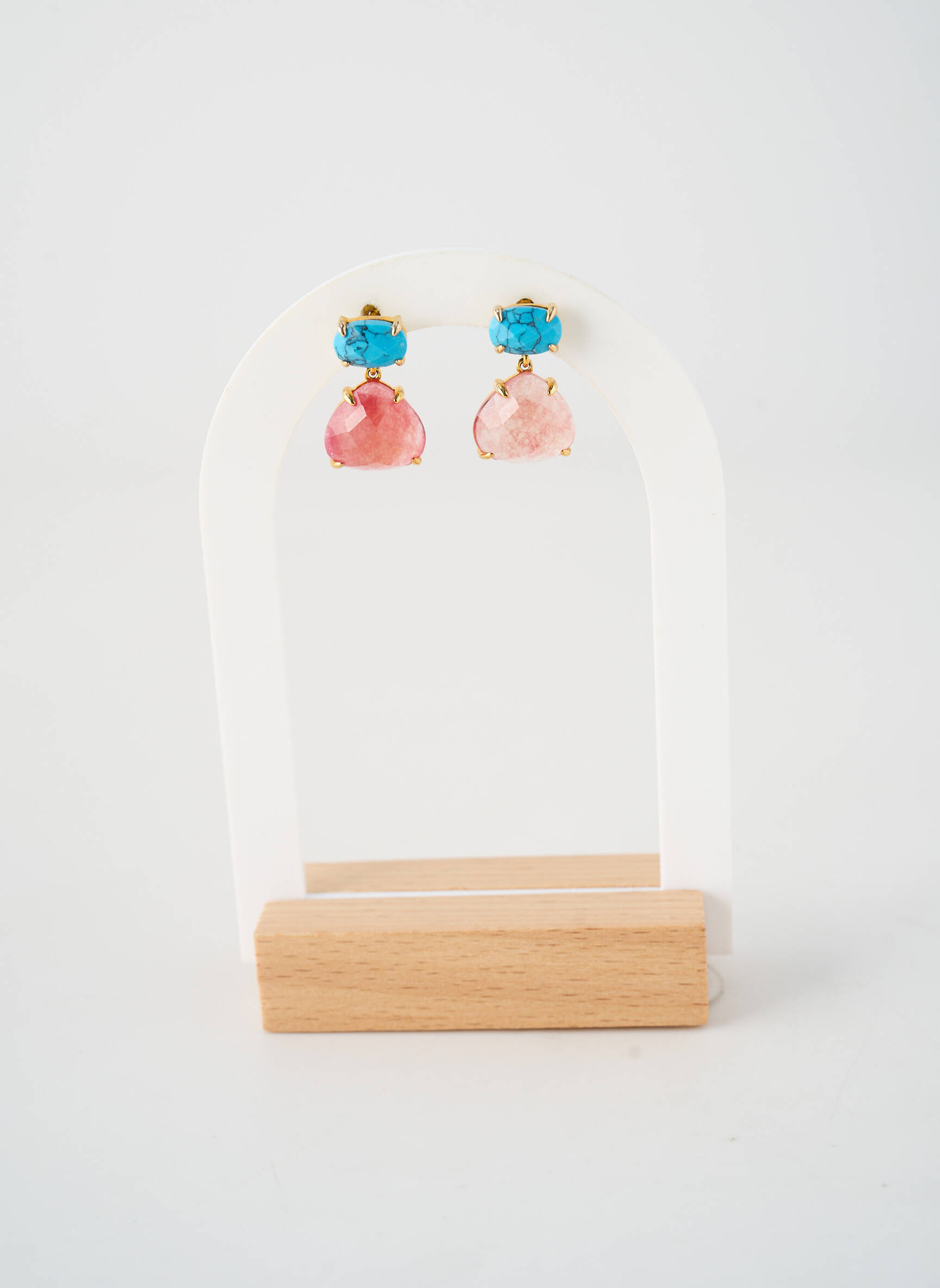 Boucles d’oreilles ornement pierre rose NIKI PARIS femme