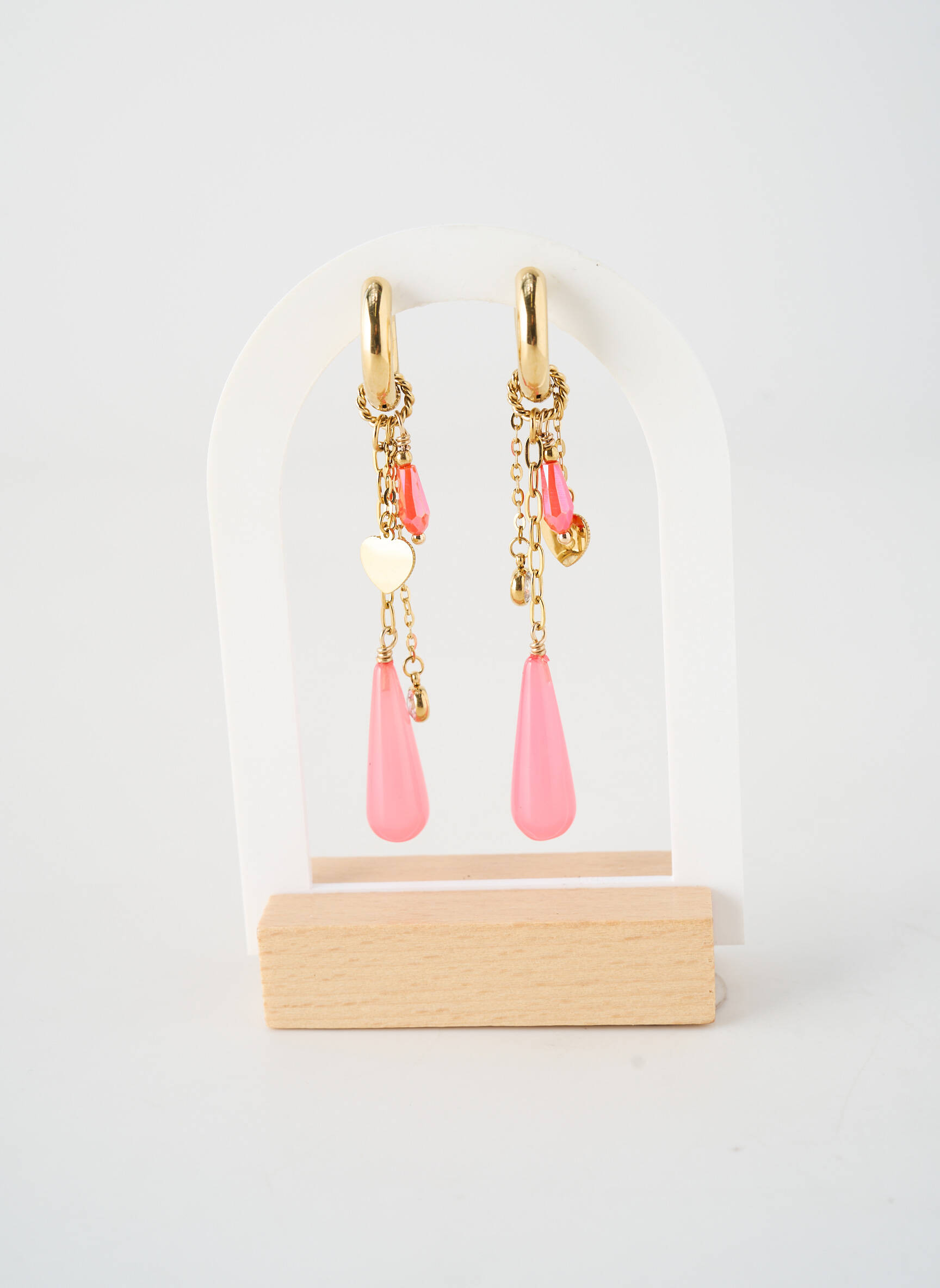 Boucles d’oreilles fermeture fermoir créole rose YEHWANG femme