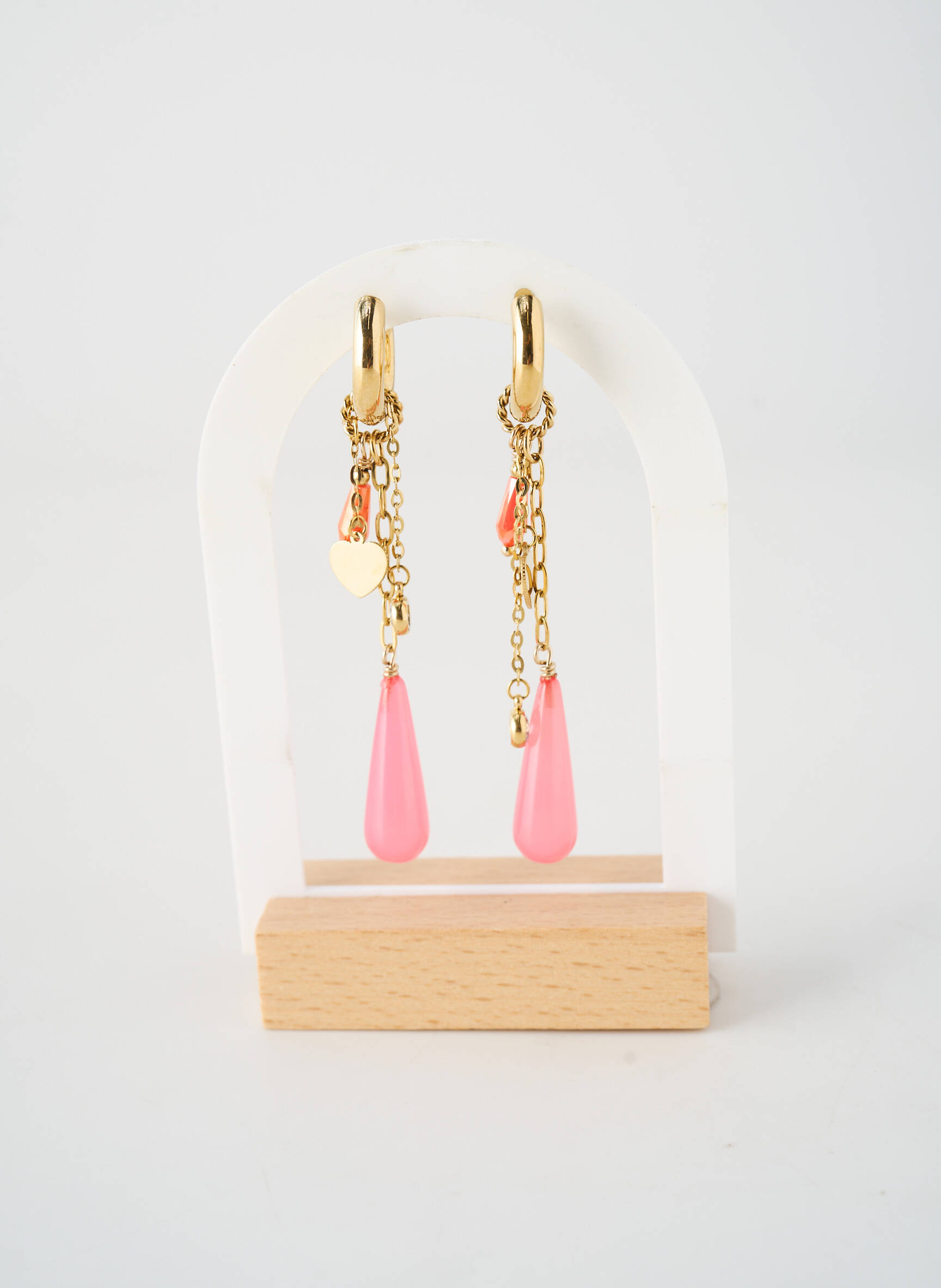 Boucles d’oreilles fermeture fermoir créole rose YEHWANG femme