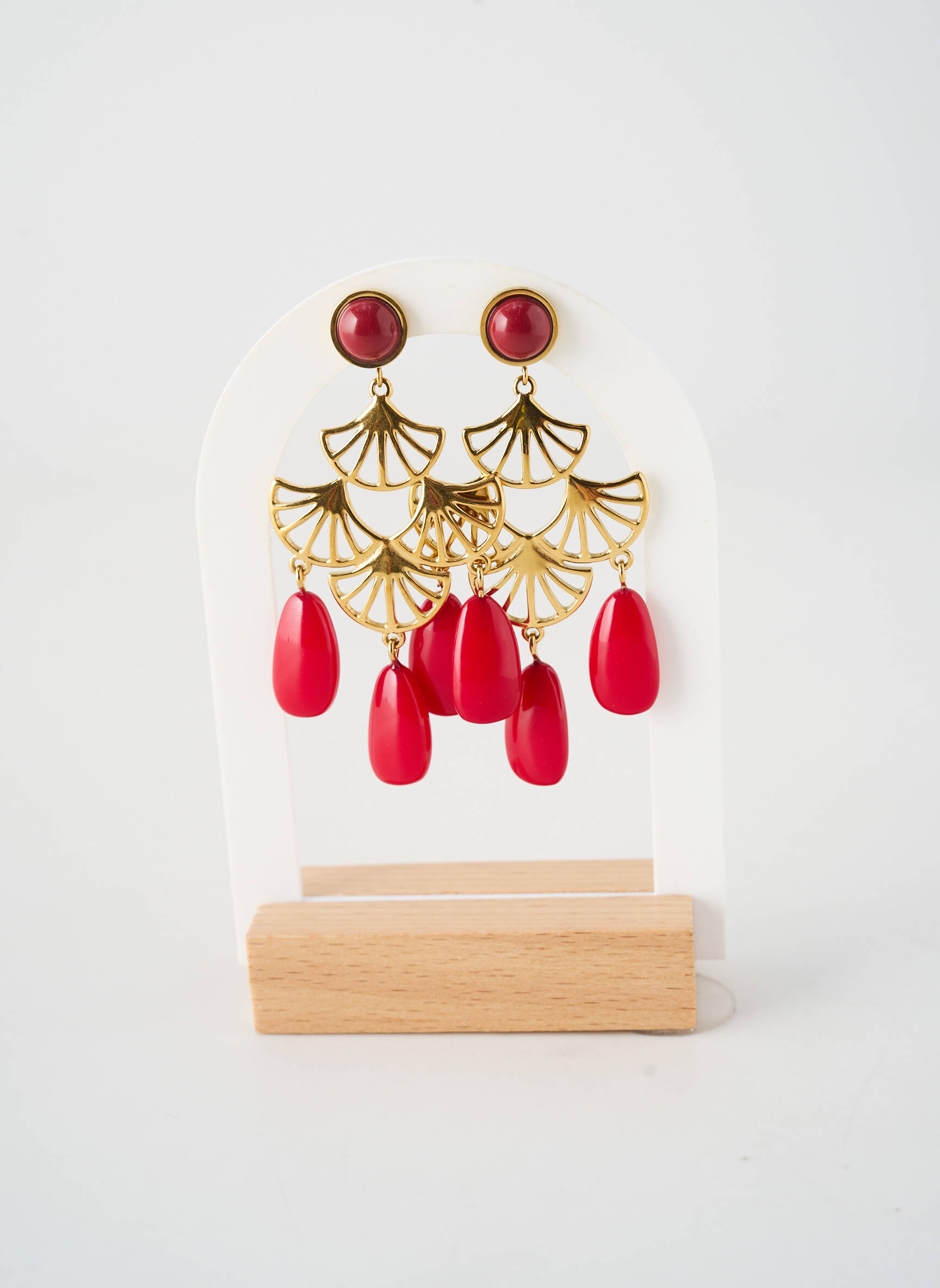 Boucles d’oreilles fermeture boucle(s) rouge BOHM femme