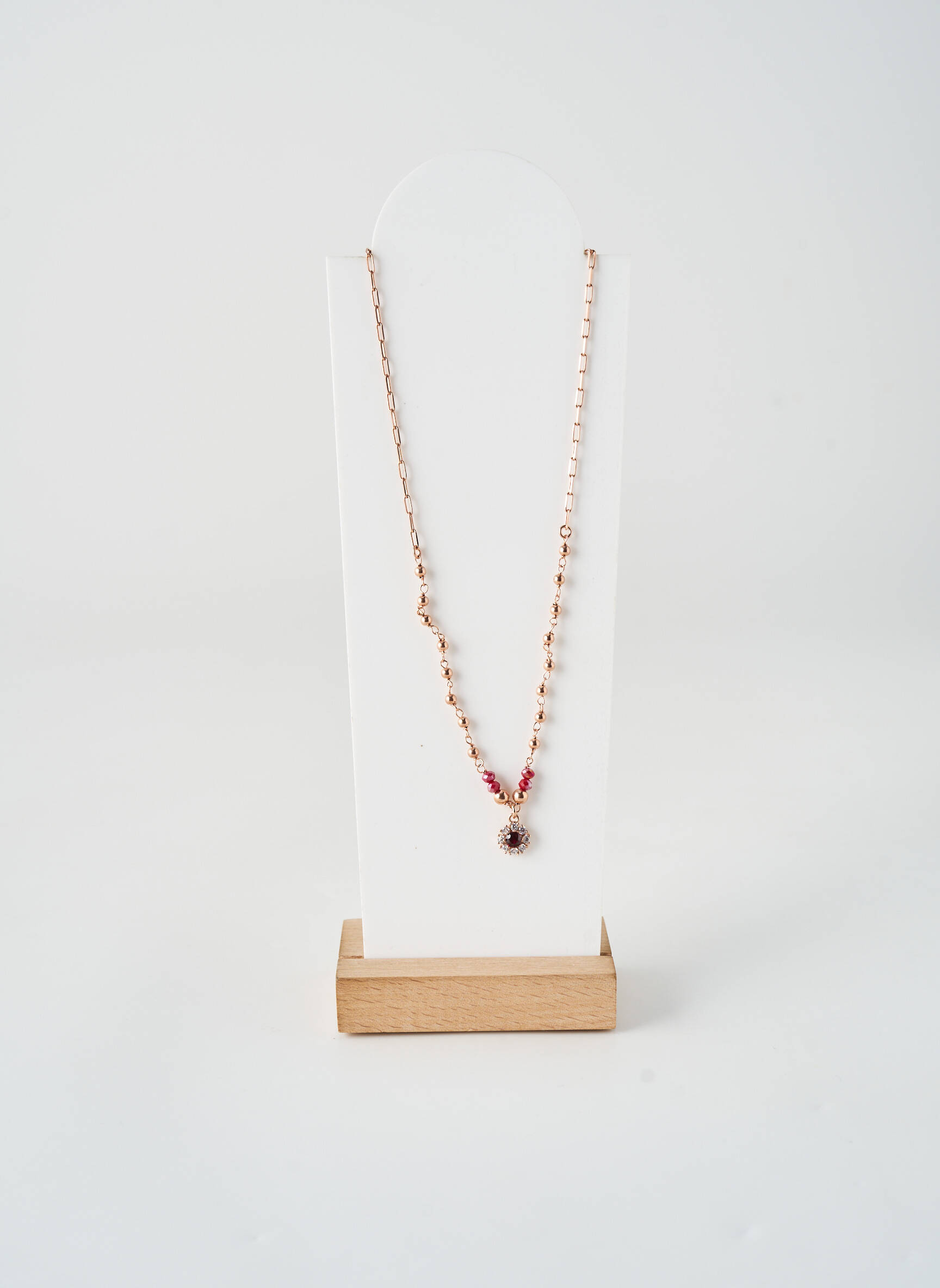 Collier matériaux argent rouge BOHM femme