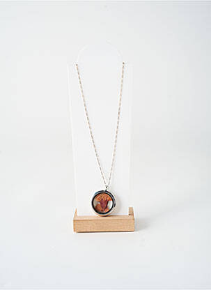 Collier matériaux plaqué argent marron MADAMLILI femme