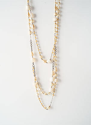 Collier matériaux plaqué argent beige ALEXANDRINE femme