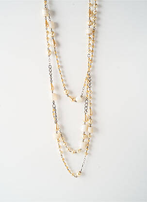 Collier matériaux plaqué argent beige ALEXANDRINE femme