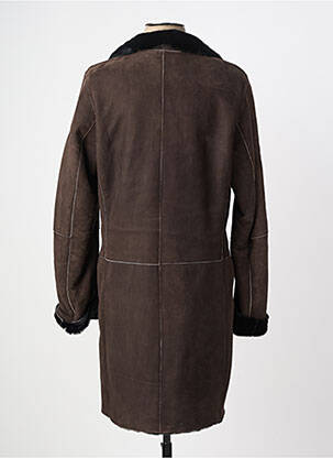 Manteau long finition intérieure fourrure synthétique sans capuche marron GMS-75 homme