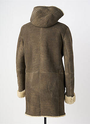 Manteau long finition intérieure fourrure synthétique a capuche marron GMS-75 homme