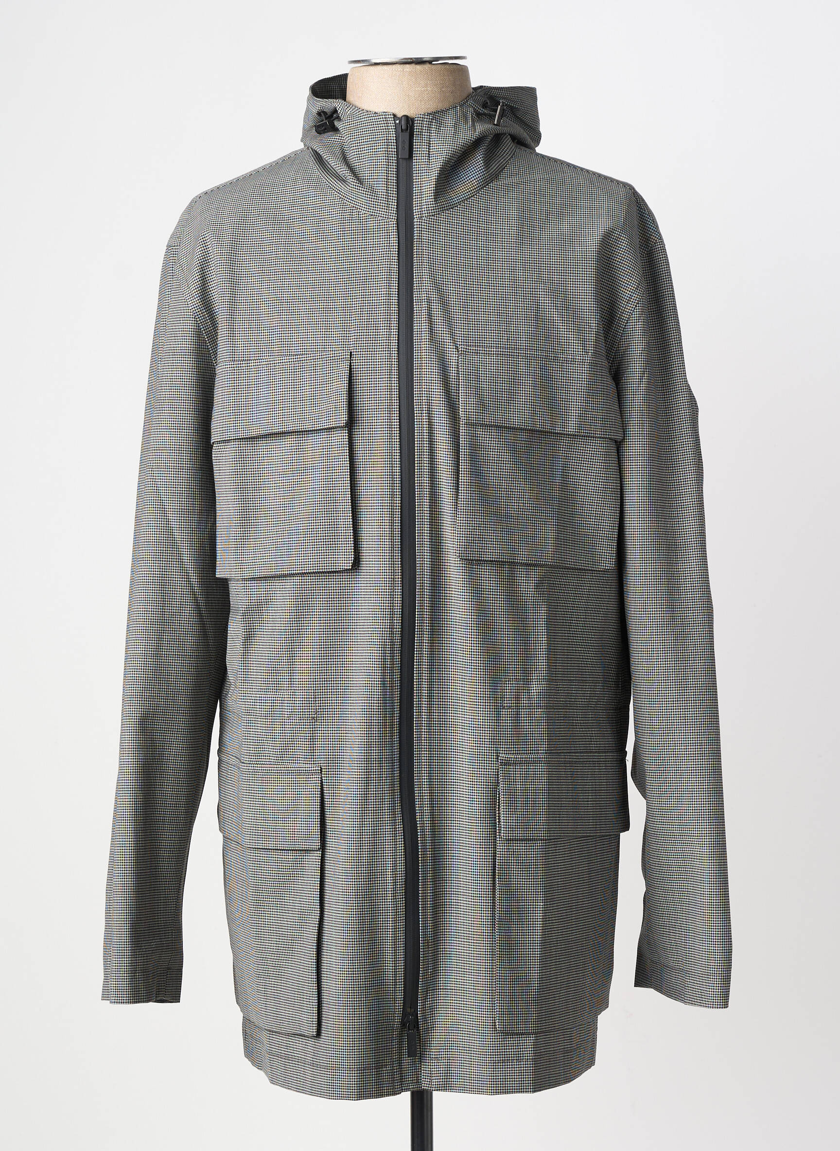 Imperméable coupe droite a capuche gris CC COLLECTION homme