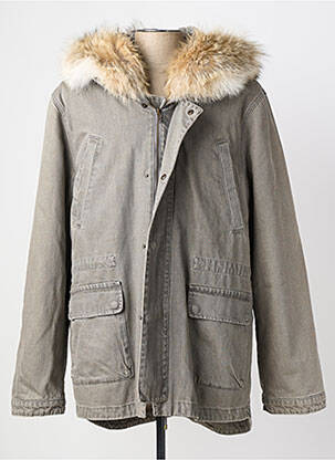 Parka manches longues a capuche gris YVES SALOMON homme